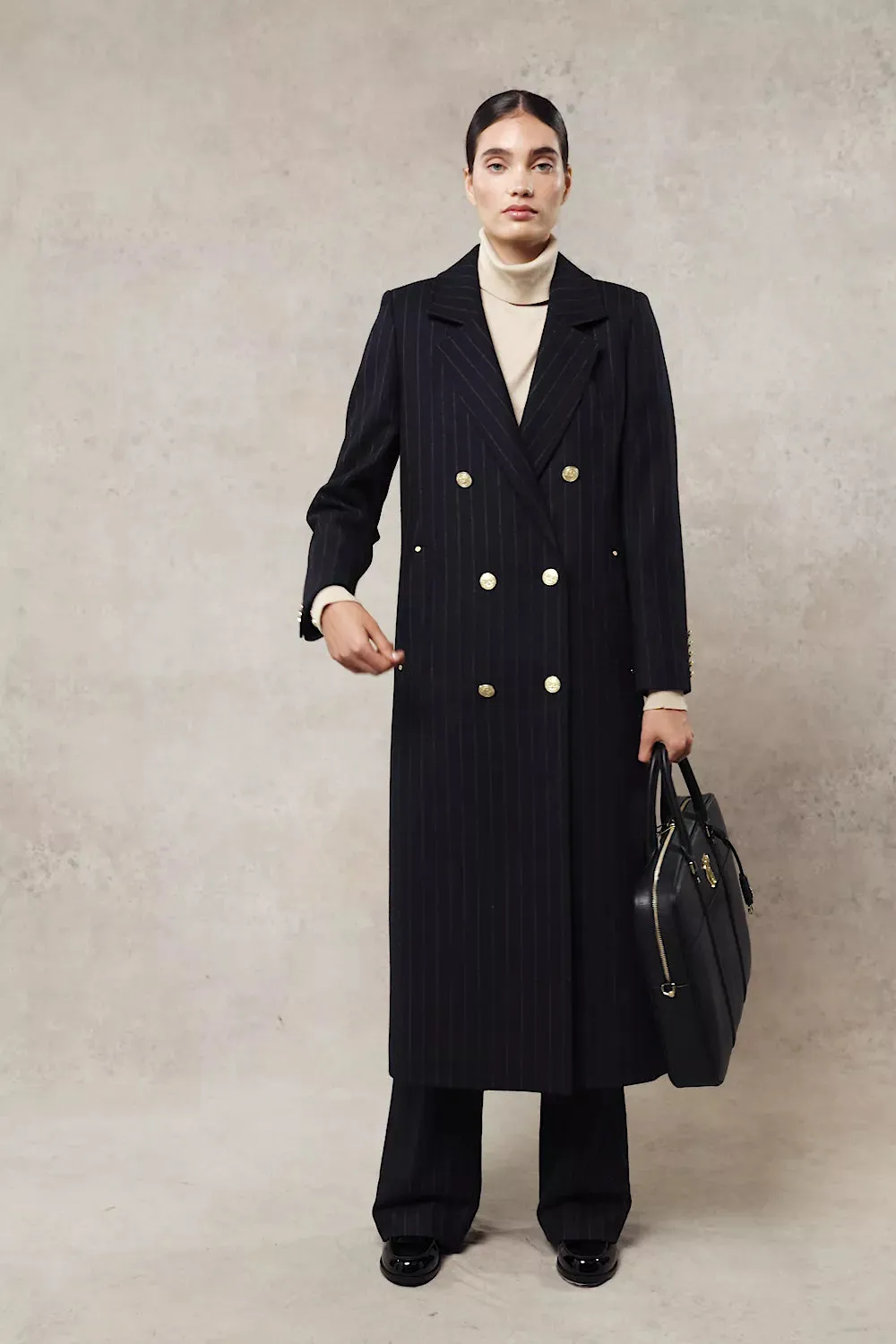 Double Breasted Coat (Dark Navy Pinstripe) sold by Holland Cooper product image thumbnail 5