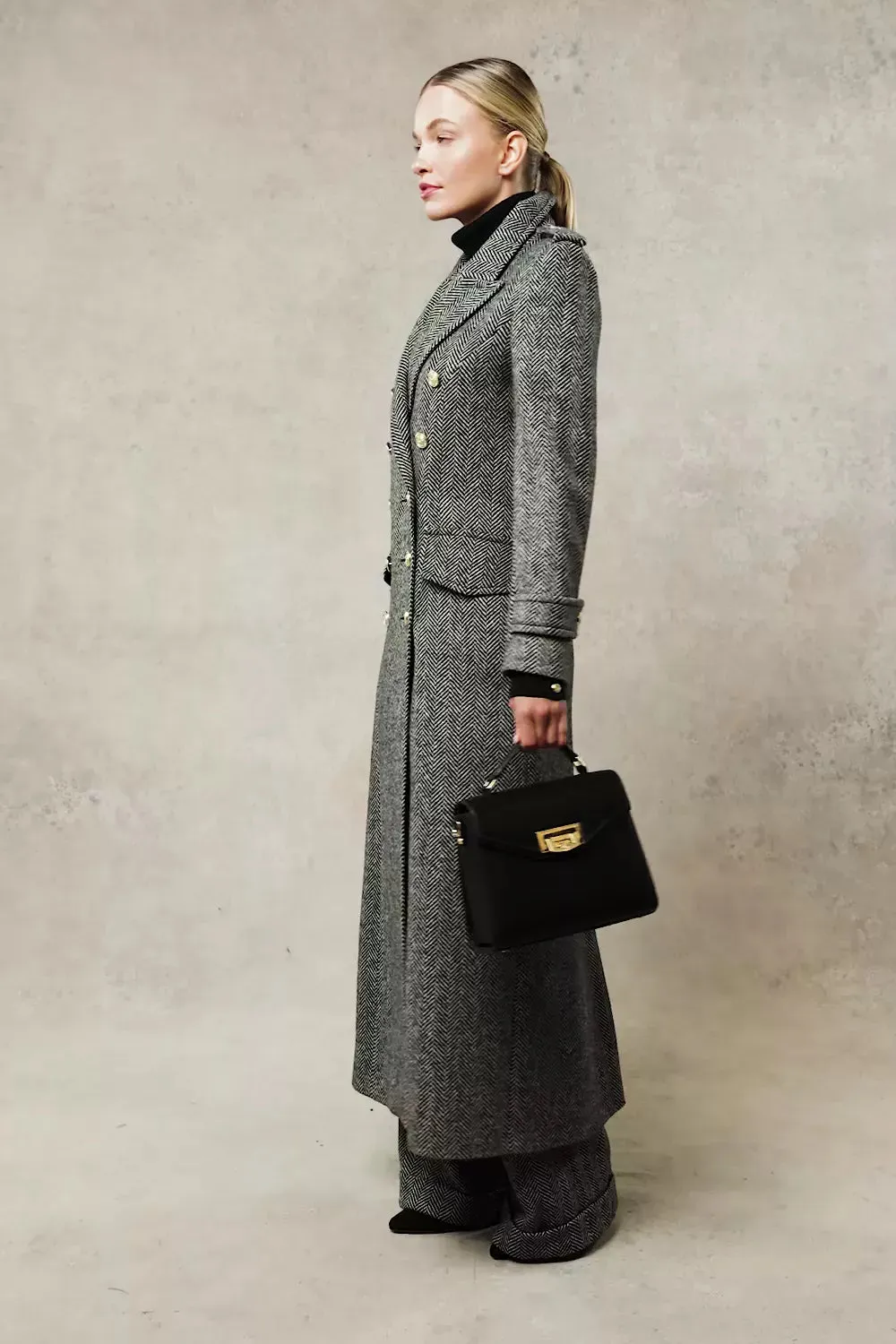 The Great Coat (Wide Tooth Black Herringbone) sold by Holland Cooper product image thumbnail 5