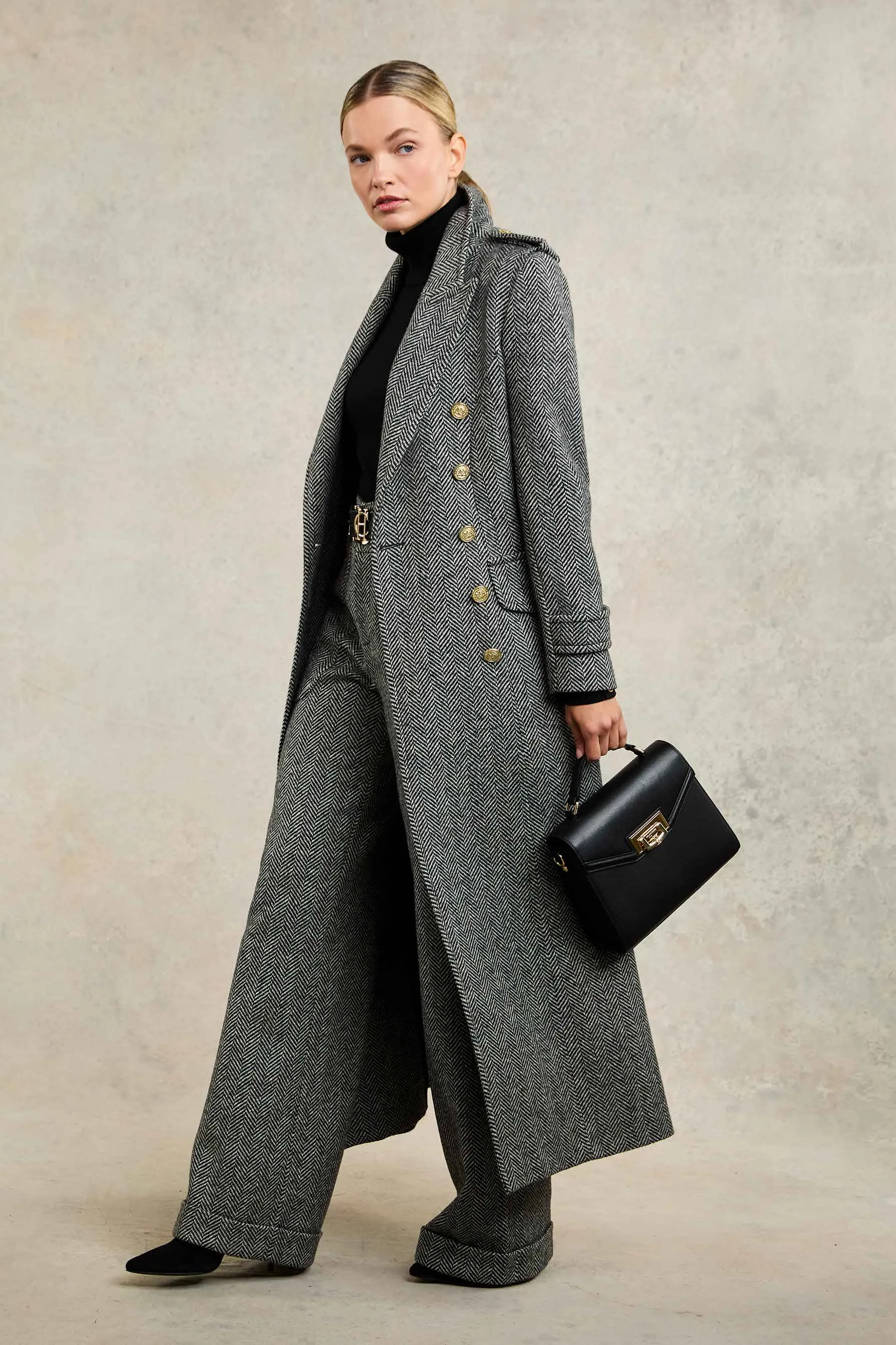 The Great Coat (Wide Tooth Black Herringbone) sold by Holland Cooper product image thumbnail 2