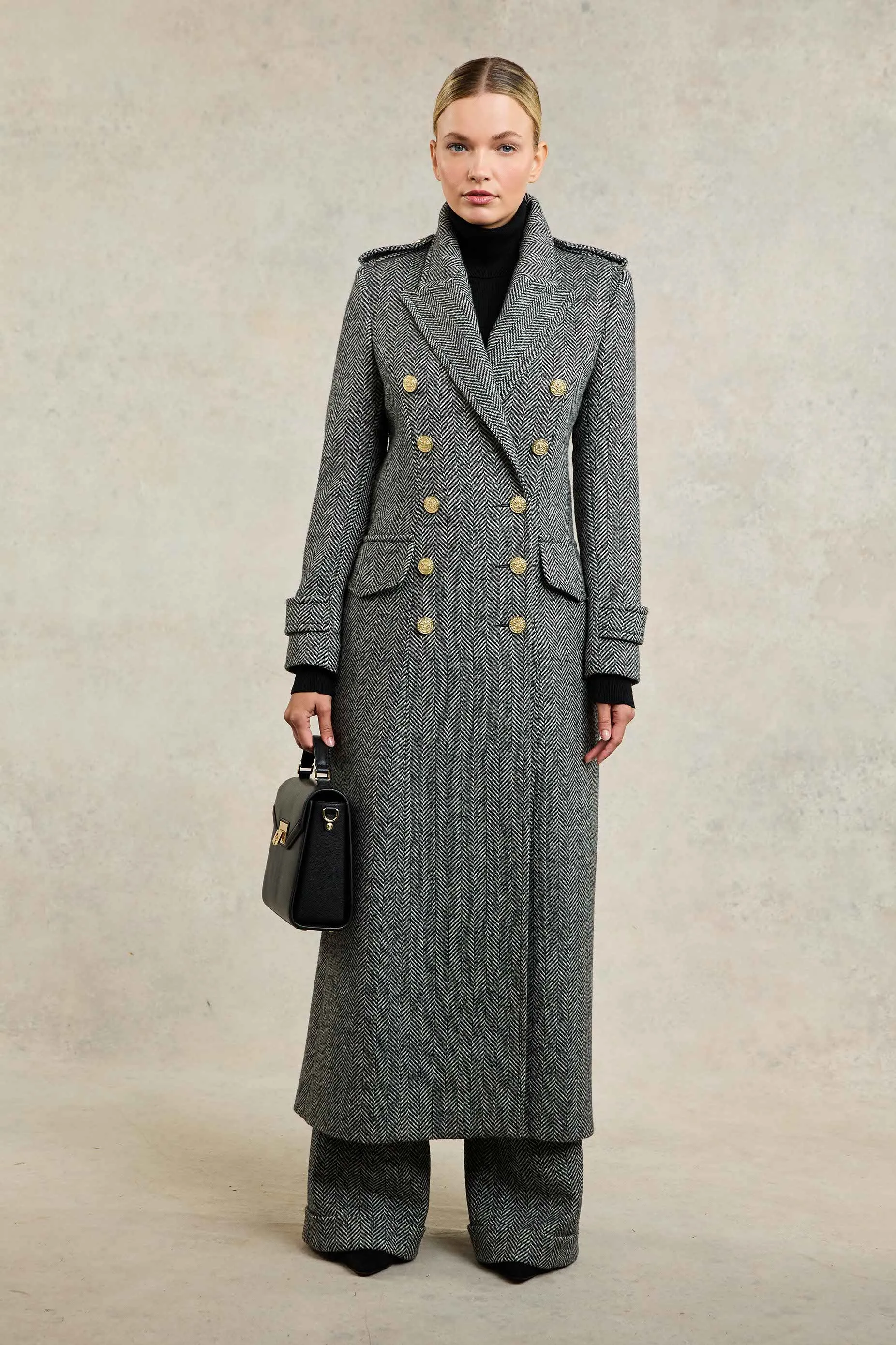 The Great Coat (Wide Tooth Black Herringbone) sold by Holland Cooper product image thumbnail 3