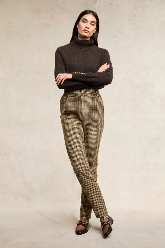 High Waisted Peg Trouser (Hailes Green Tweed) made by Holland Cooper