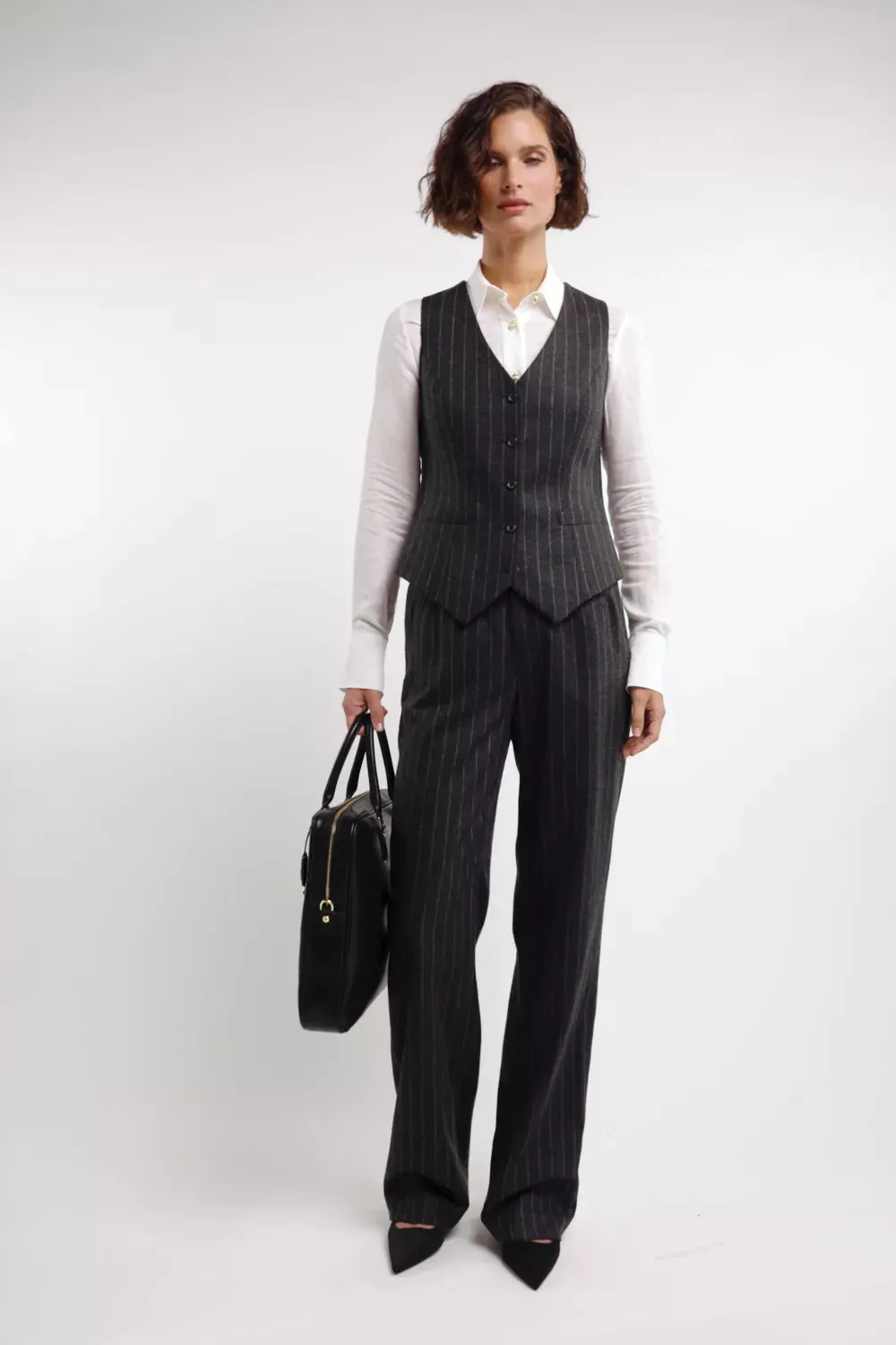 High Waisted Straight Trouser (Charcoal Pinstripe) sold by Holland Cooper product image thumbnail 5