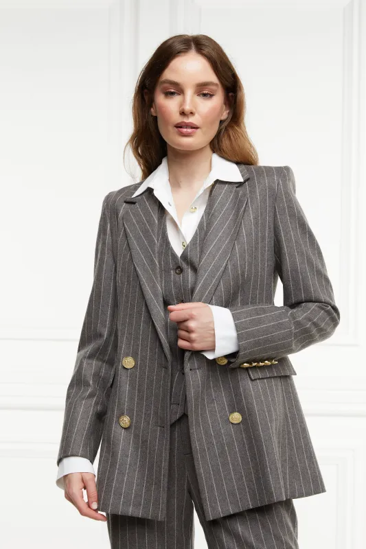 Double Breasted Blazer (Soft Grey Pinstripe) made by Holland Cooper
