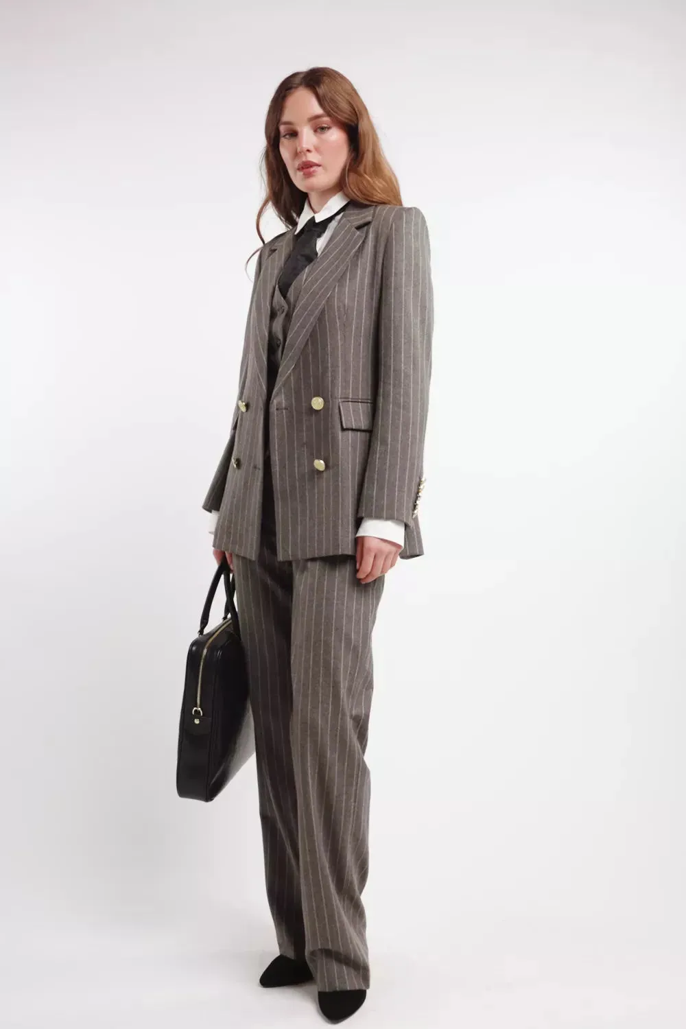 Double Breasted Blazer (Soft Grey Pinstripe) sold by Holland Cooper product image thumbnail 5