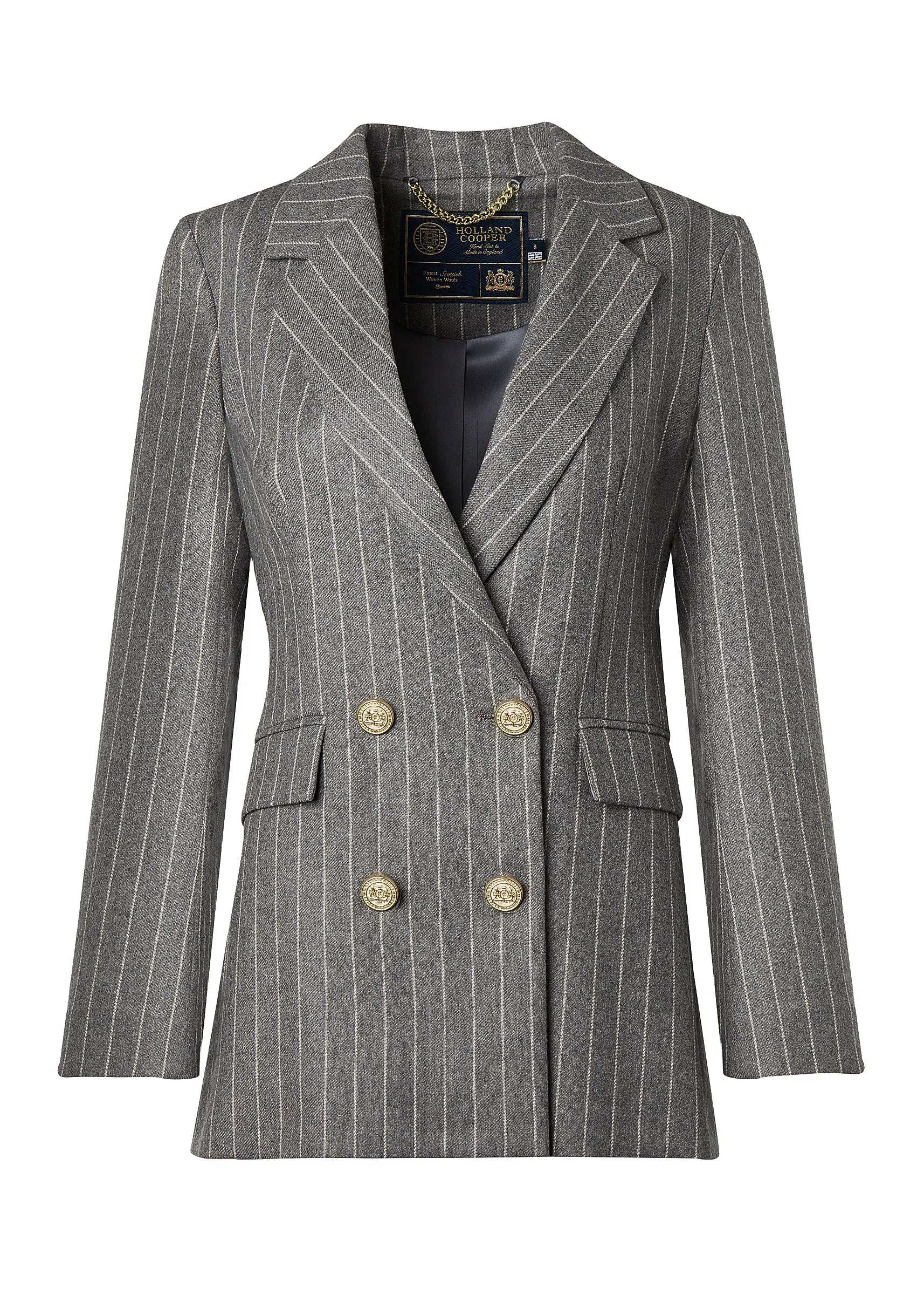 Double Breasted Blazer (Soft Grey Pinstripe) sold by Holland Cooper product image thumbnail 4