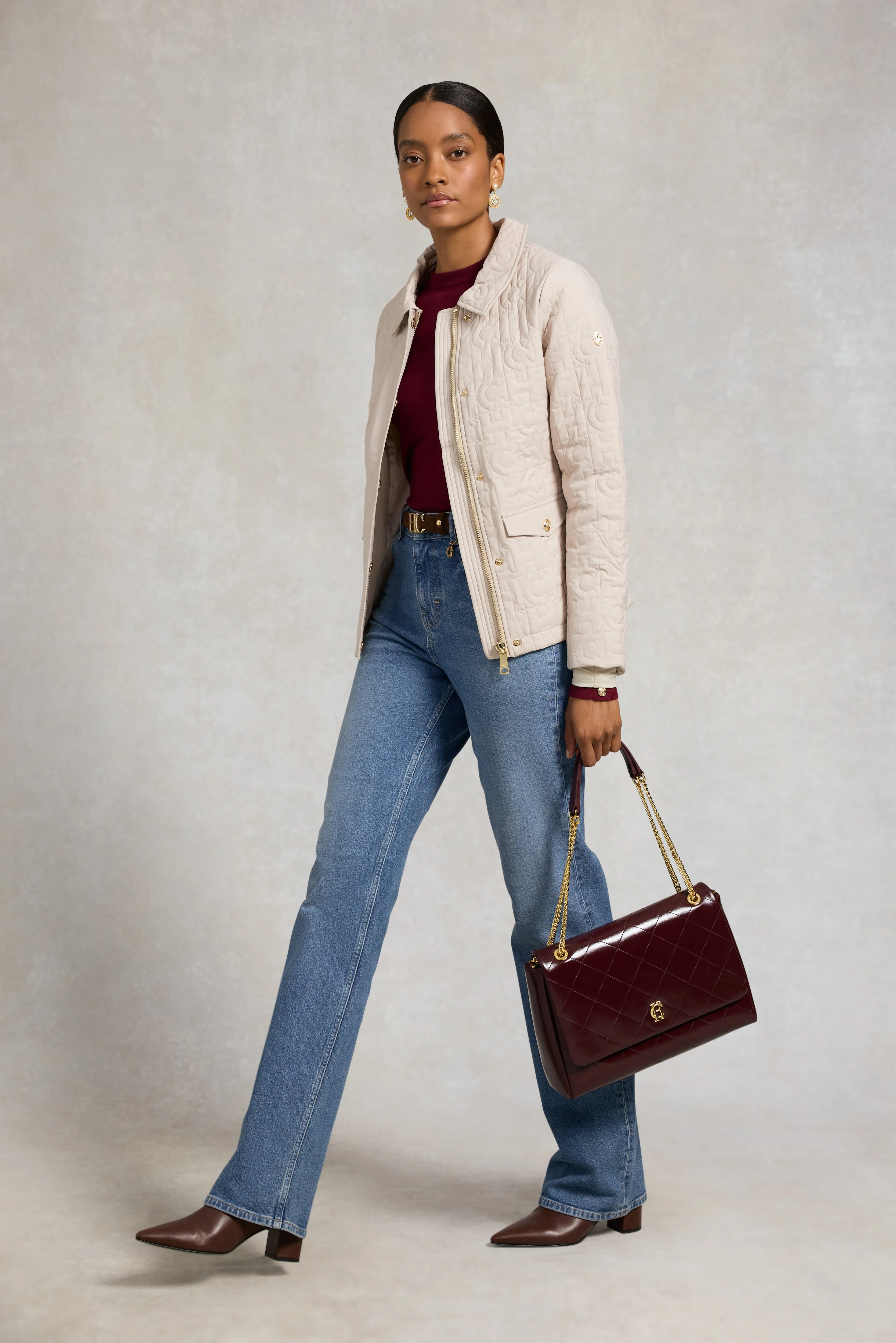 Buttoned Knit Crew Neck (Wine) sold by Holland Cooper product image thumbnail 3