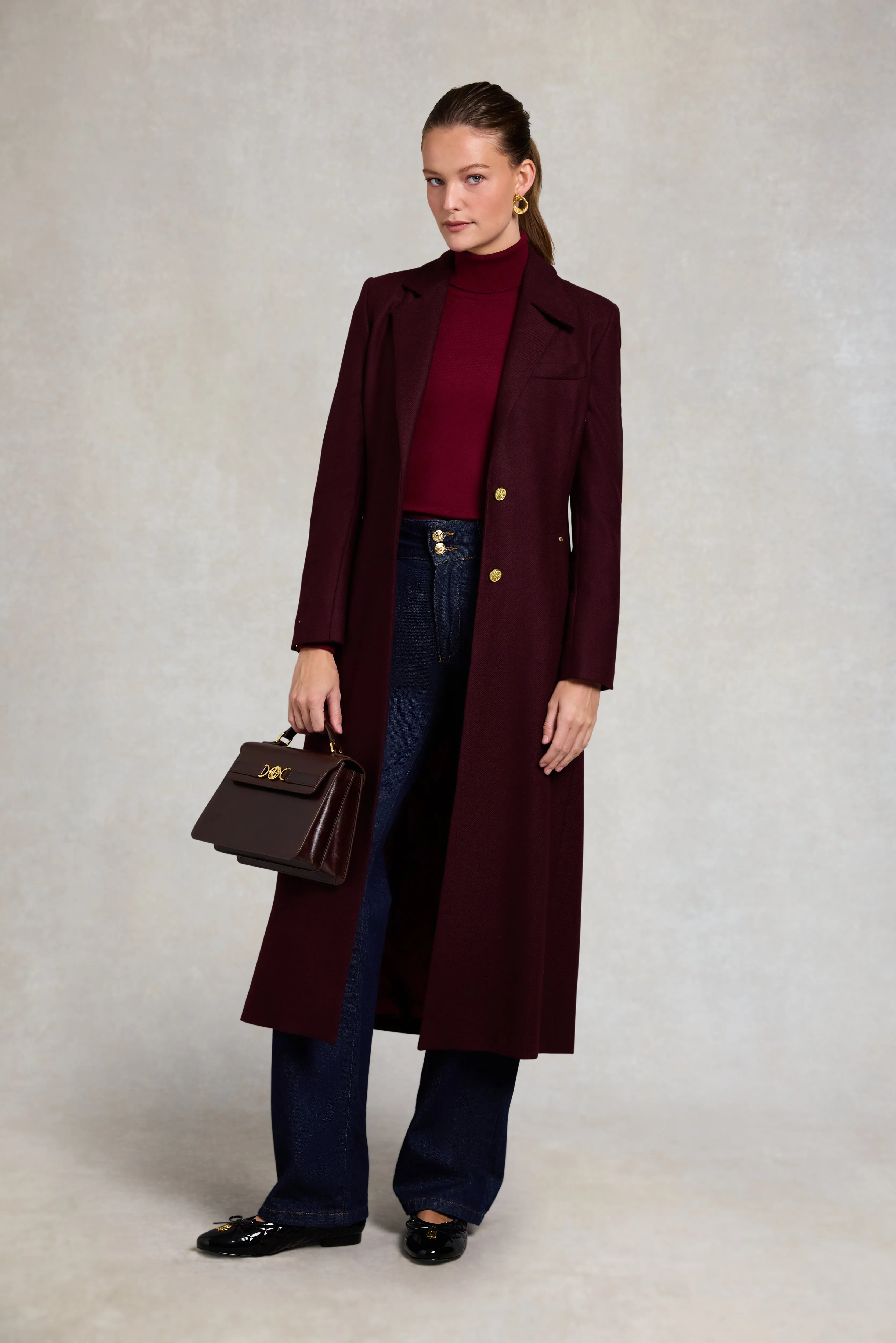 Buttoned Knit Roll Neck (Wine) sold by Holland Cooper product image thumbnail 3