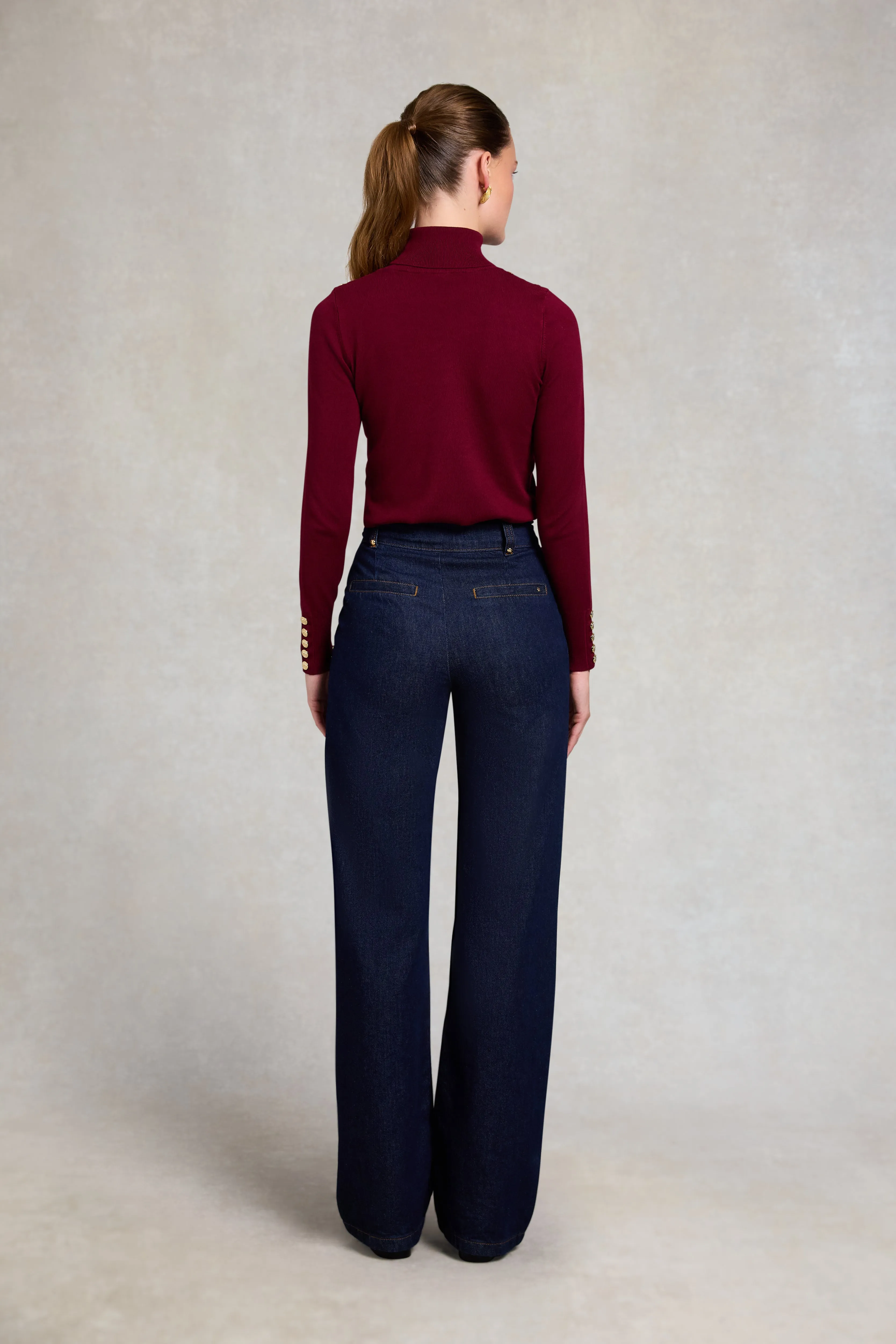 Buttoned Knit Roll Neck (Wine) sold by Holland Cooper product image thumbnail 5