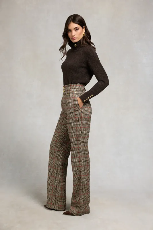 High Waisted Straight Trouser (Orange Windsor) made by Holland Cooper