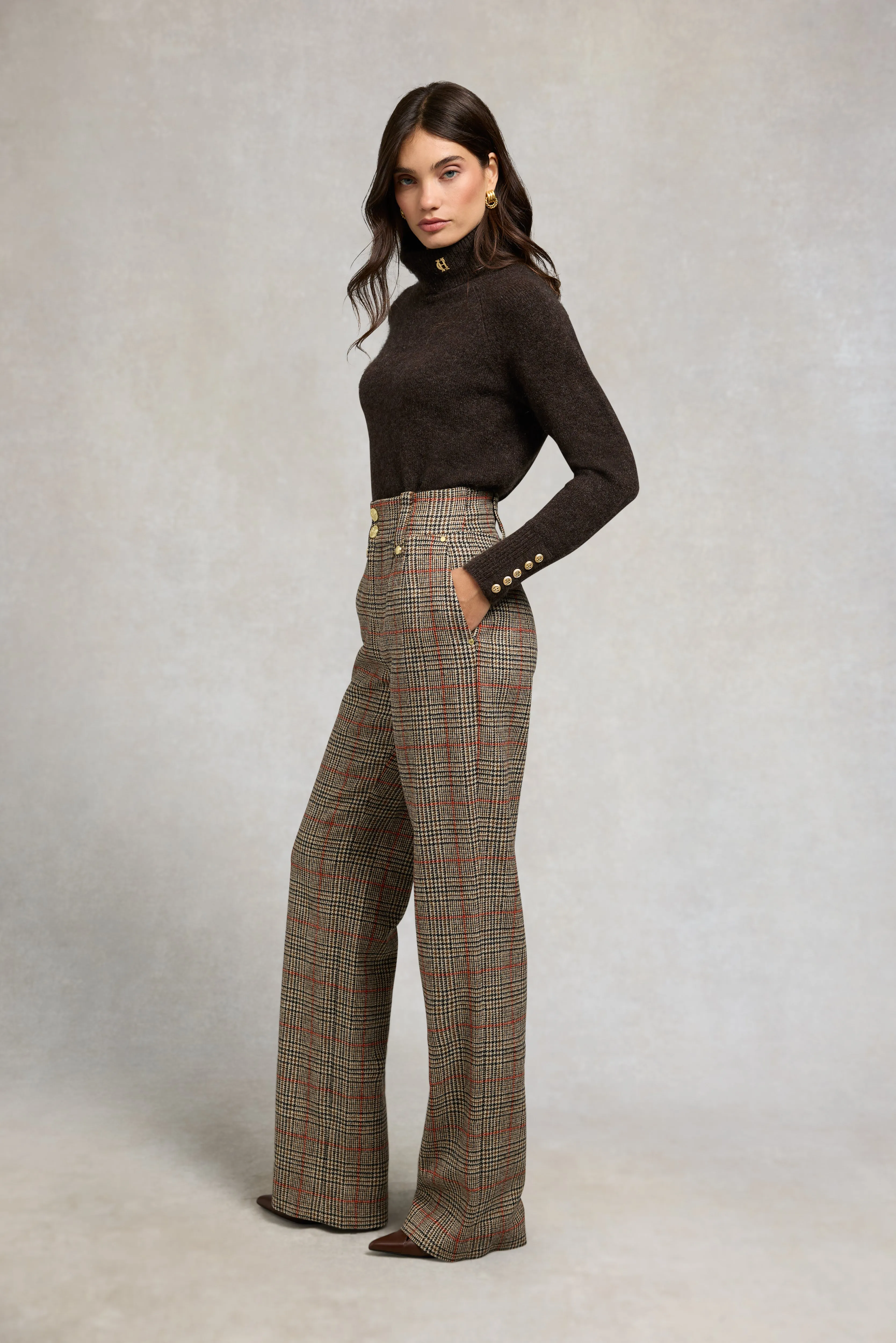 High Waisted Straight Trouser (Orange Windsor) sold by Holland Cooper
