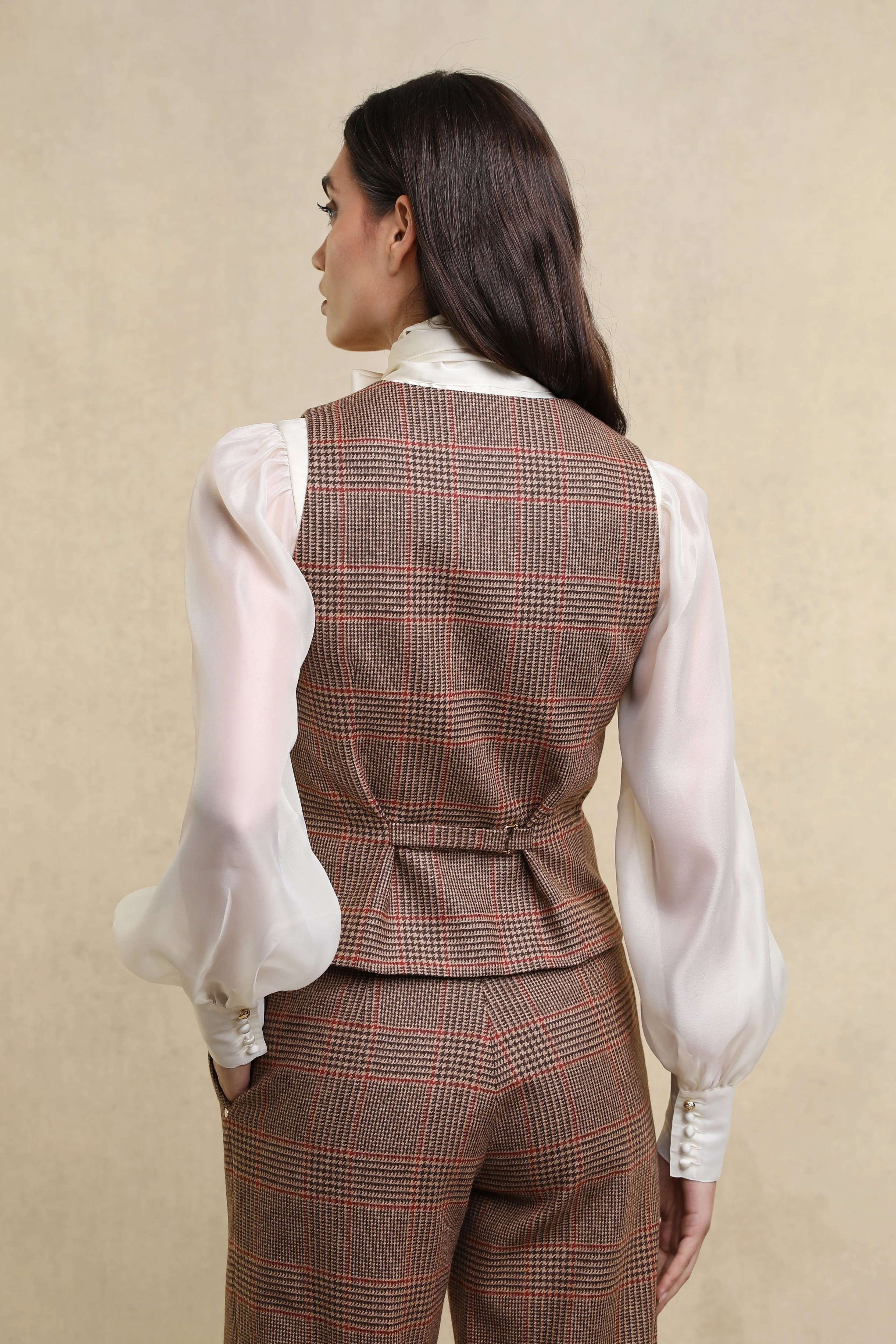 Hampton Waistcoat (Clarence Check Merlot) sold by Holland Cooper product image thumbnail 3
