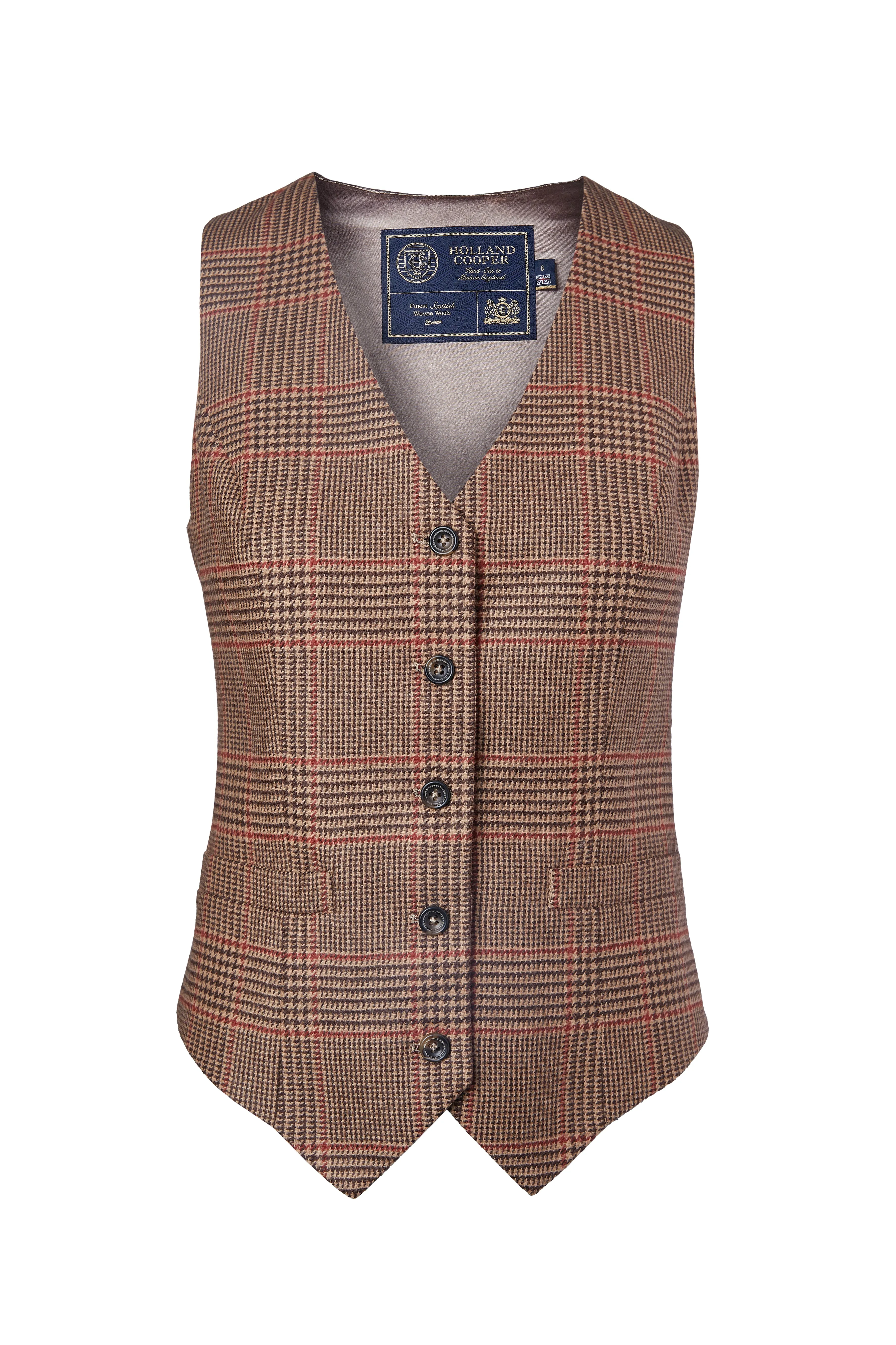 Hampton Waistcoat (Clarence Check Merlot) sold by Holland Cooper product image thumbnail 4