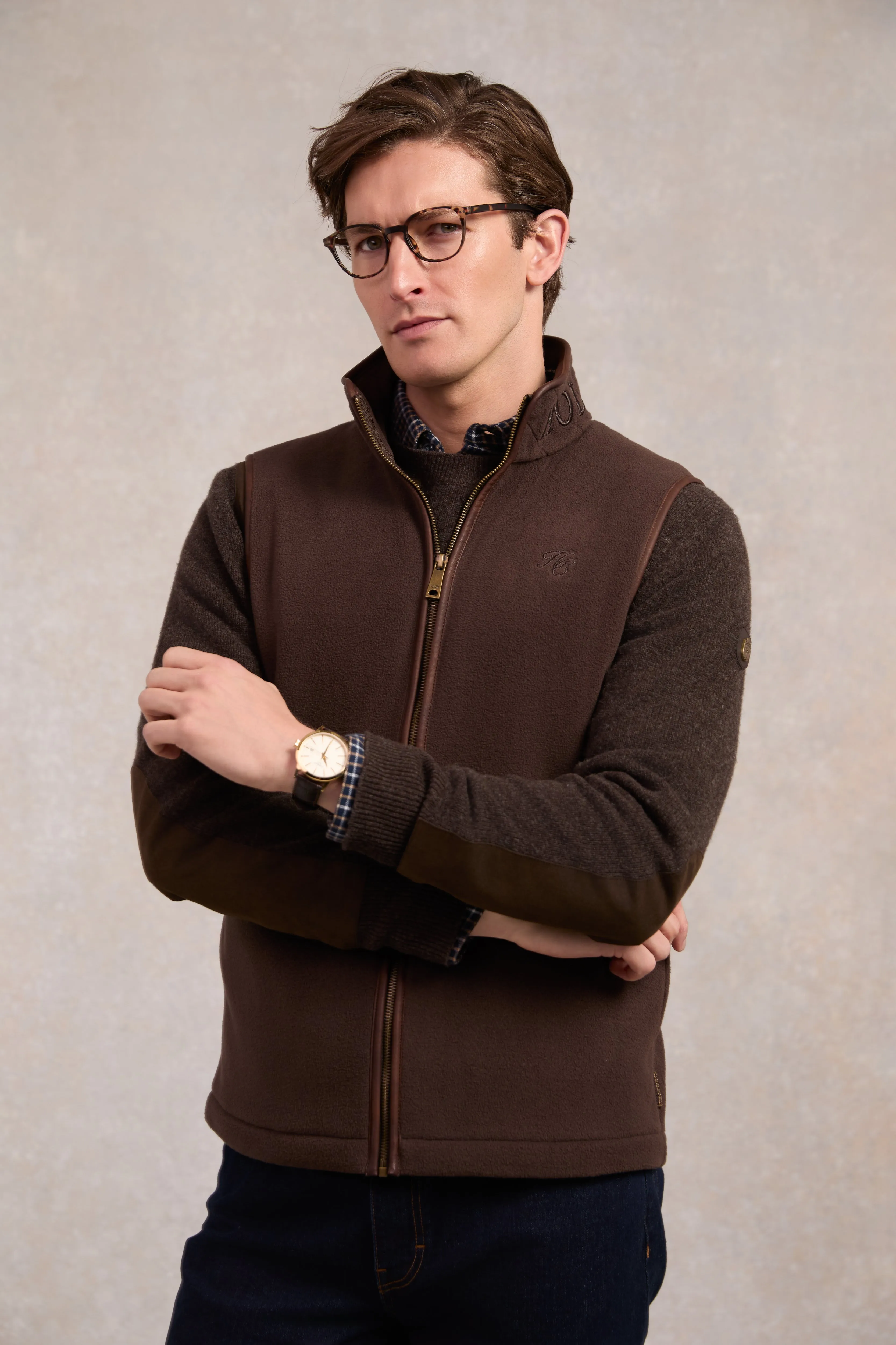 Men's Country Fleece Gilet (Chocolate) sold by Holland Cooper