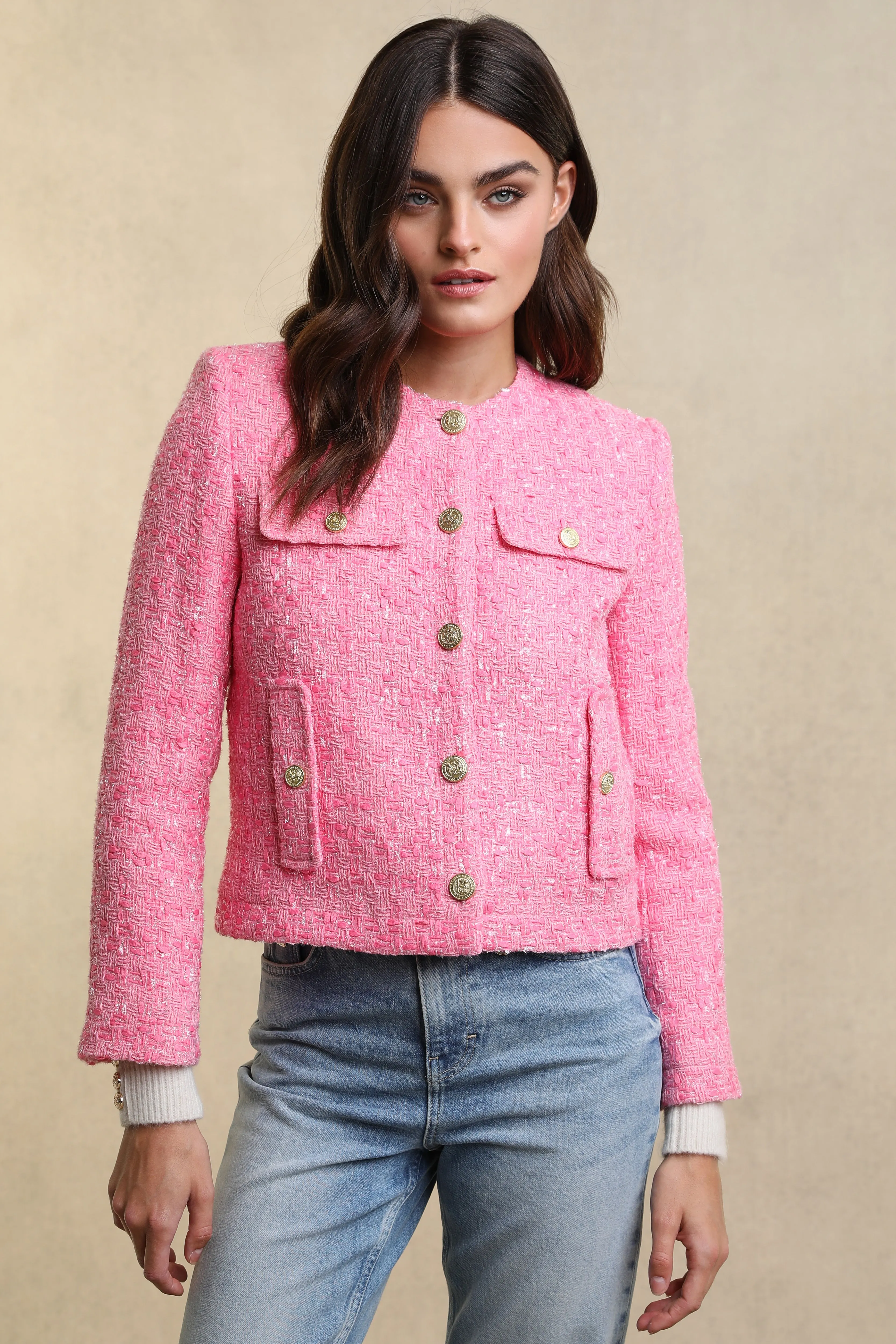 Chelsea Jacket (Pop Pink Boucle) sold by Holland Cooper