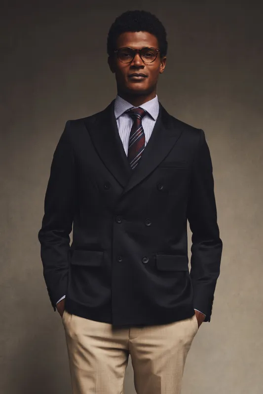 The Double Breasted Blazer (Black Barathea) made by Holland Cooper