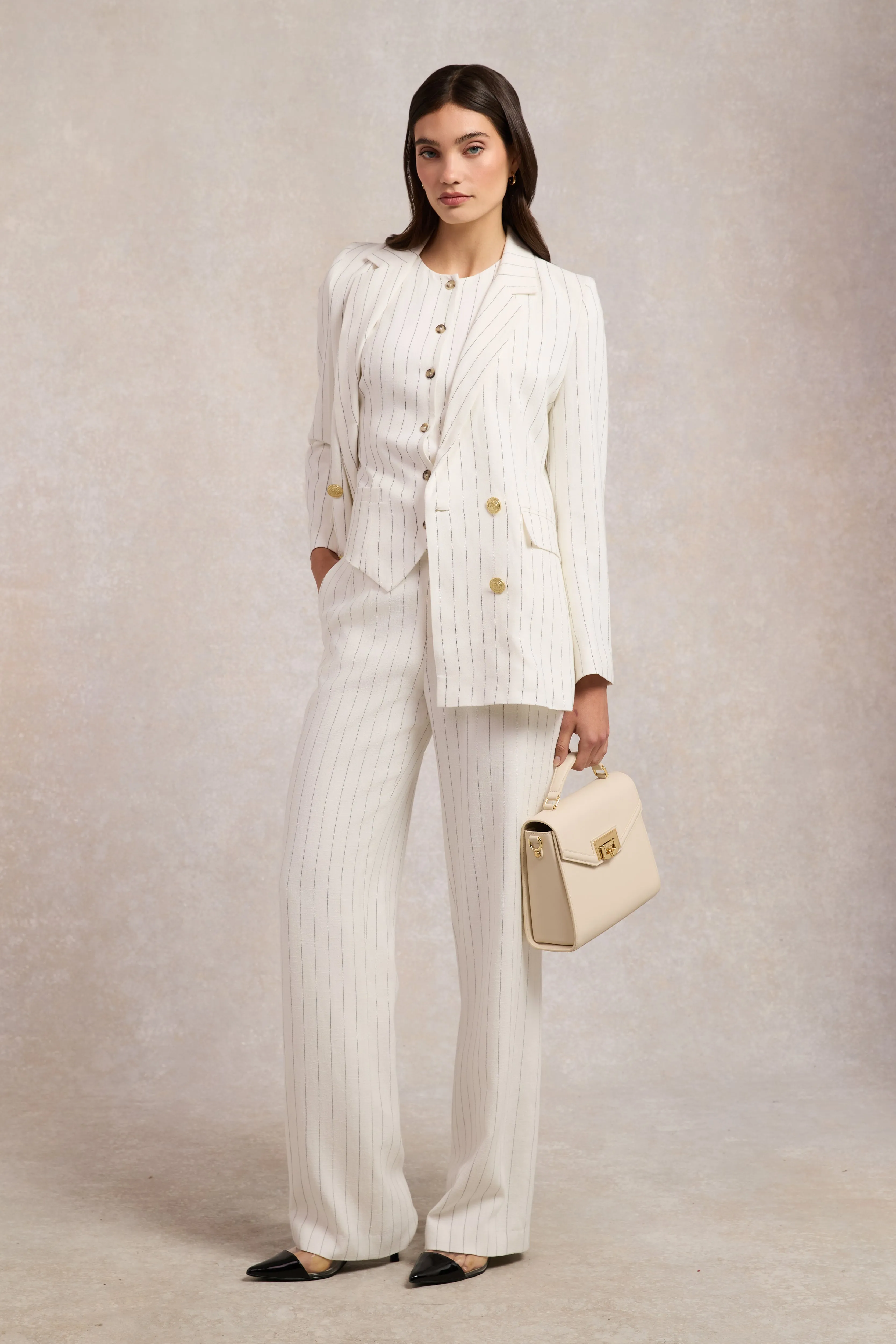 Double Breasted Blazer (Oyster Linen Pinstripe) sold by Holland Cooper product image thumbnail 2