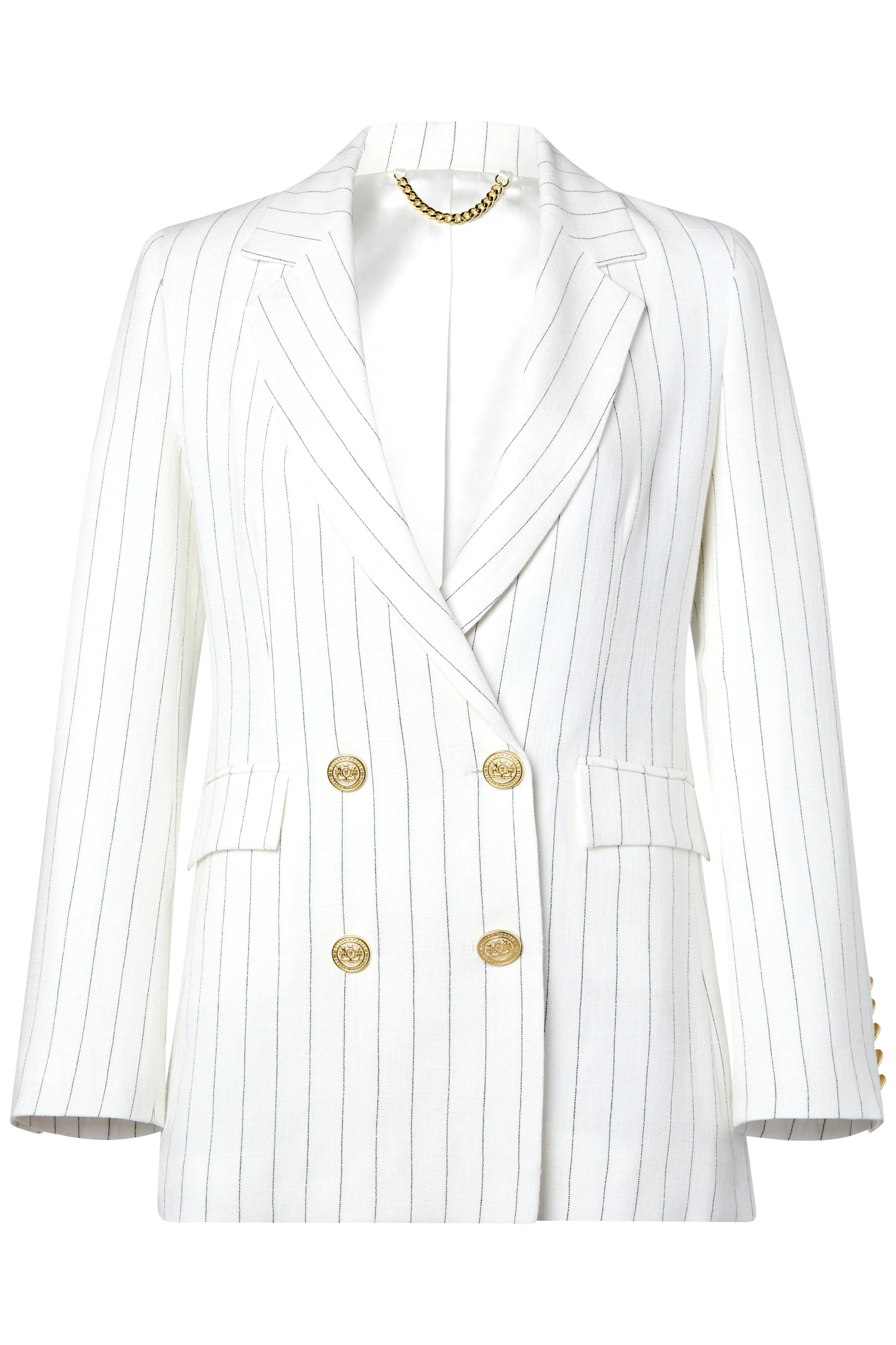 Double Breasted Blazer (Oyster Linen Pinstripe) sold by Holland Cooper product image thumbnail 4