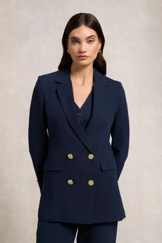 Double Breasted Blazer (Navy Linen) made by Holland Cooper