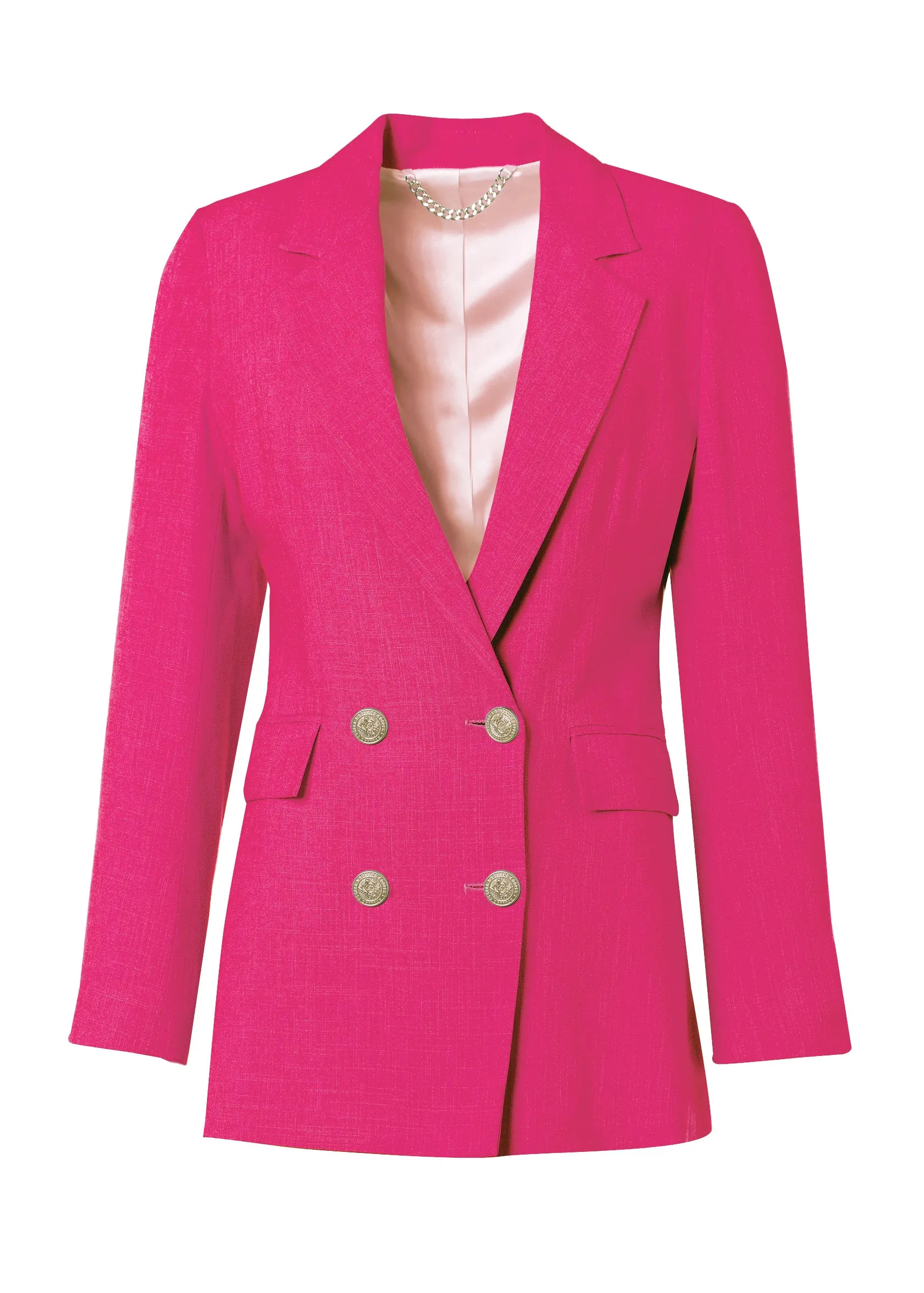 Double Breasted Blazer (Hot Pink Linen) sold by Holland Cooper product image thumbnail 4