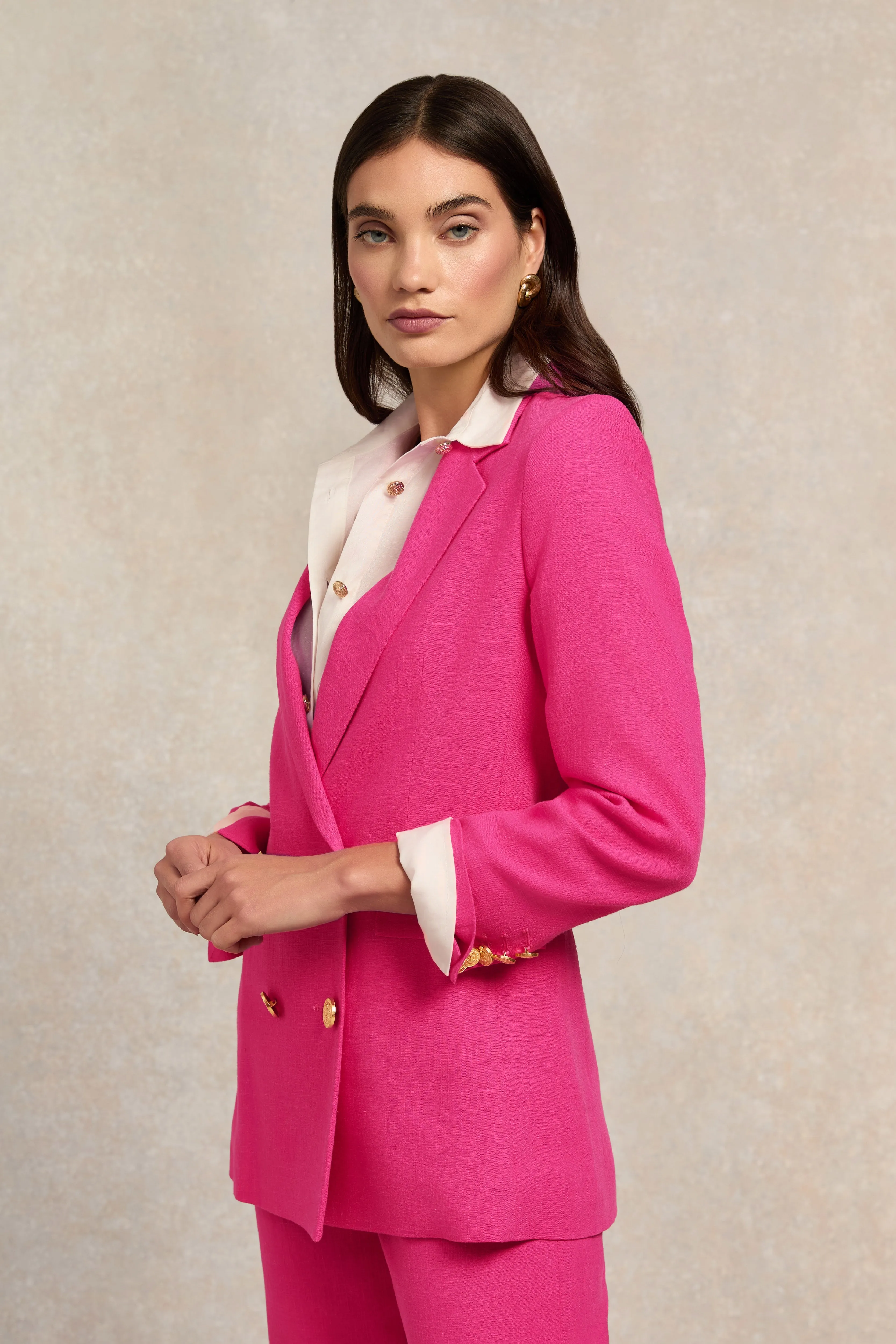 Double Breasted Blazer (Hot Pink Linen) sold by Holland Cooper product image thumbnail 2