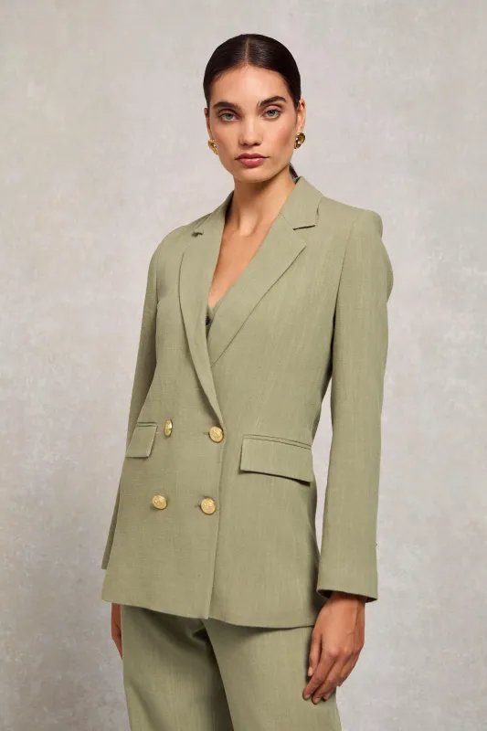 Double Breasted Blazer (Sage Linen) made by Holland Cooper