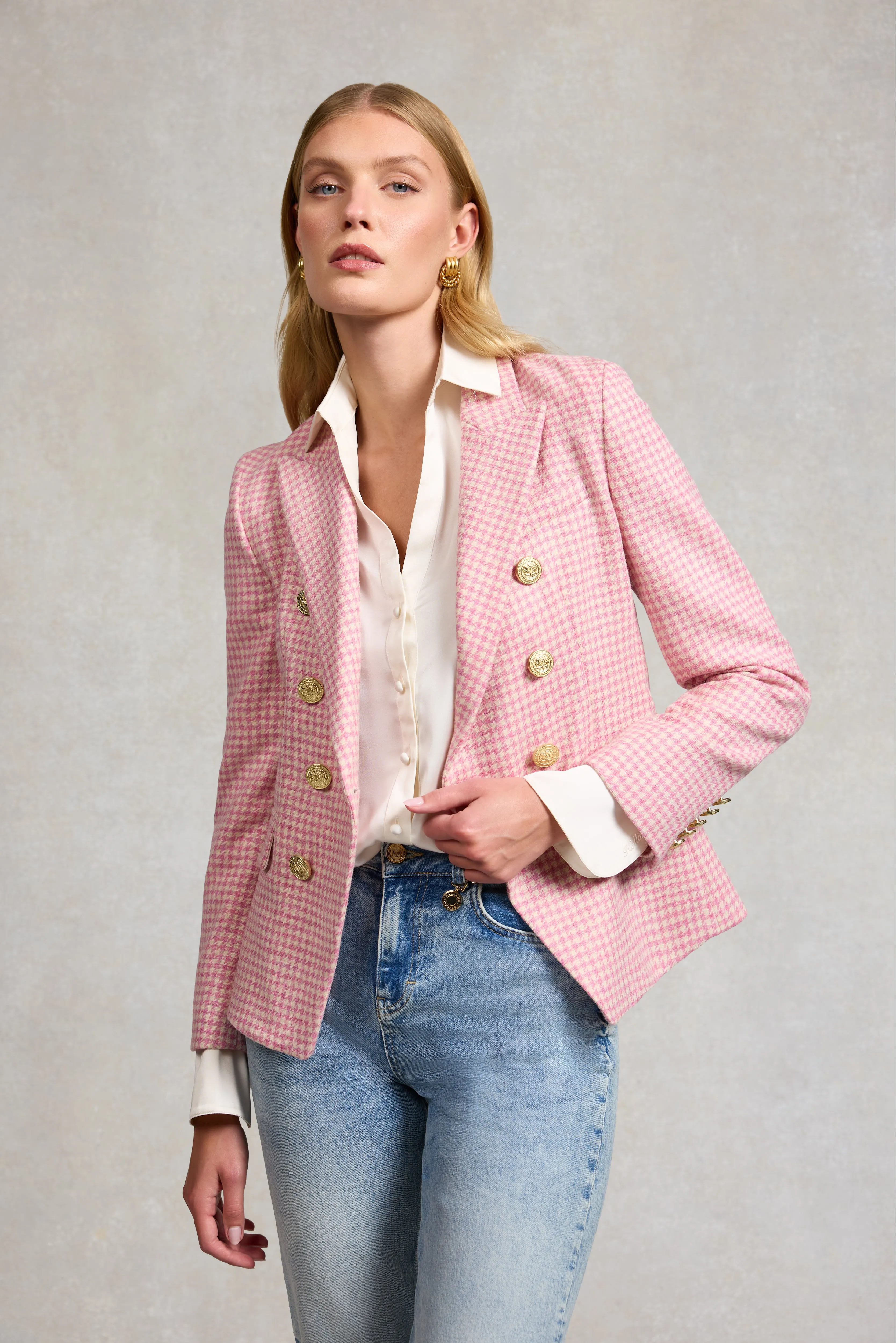Knightsbridge Blazer (Light Pink Puppytooth) sold by Holland Cooper