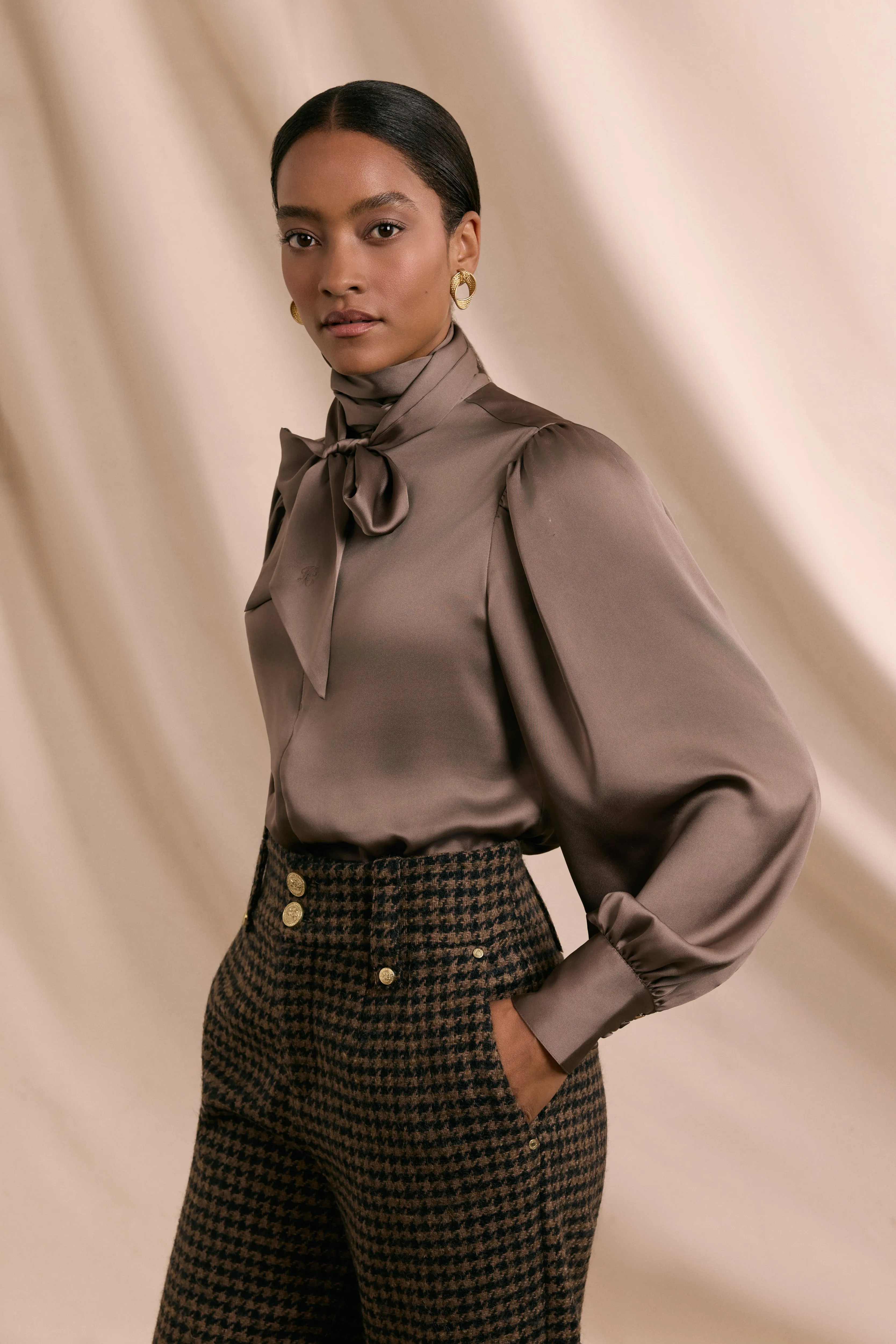 High Waisted Straight Trouser (Chocolate Houndstooth) sold by Holland Cooper product image thumbnail 3