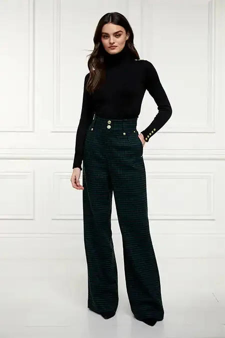 High Waisted Straight Trouser (Emerald Houndstooth) sold by Holland Cooper product image thumbnail 5