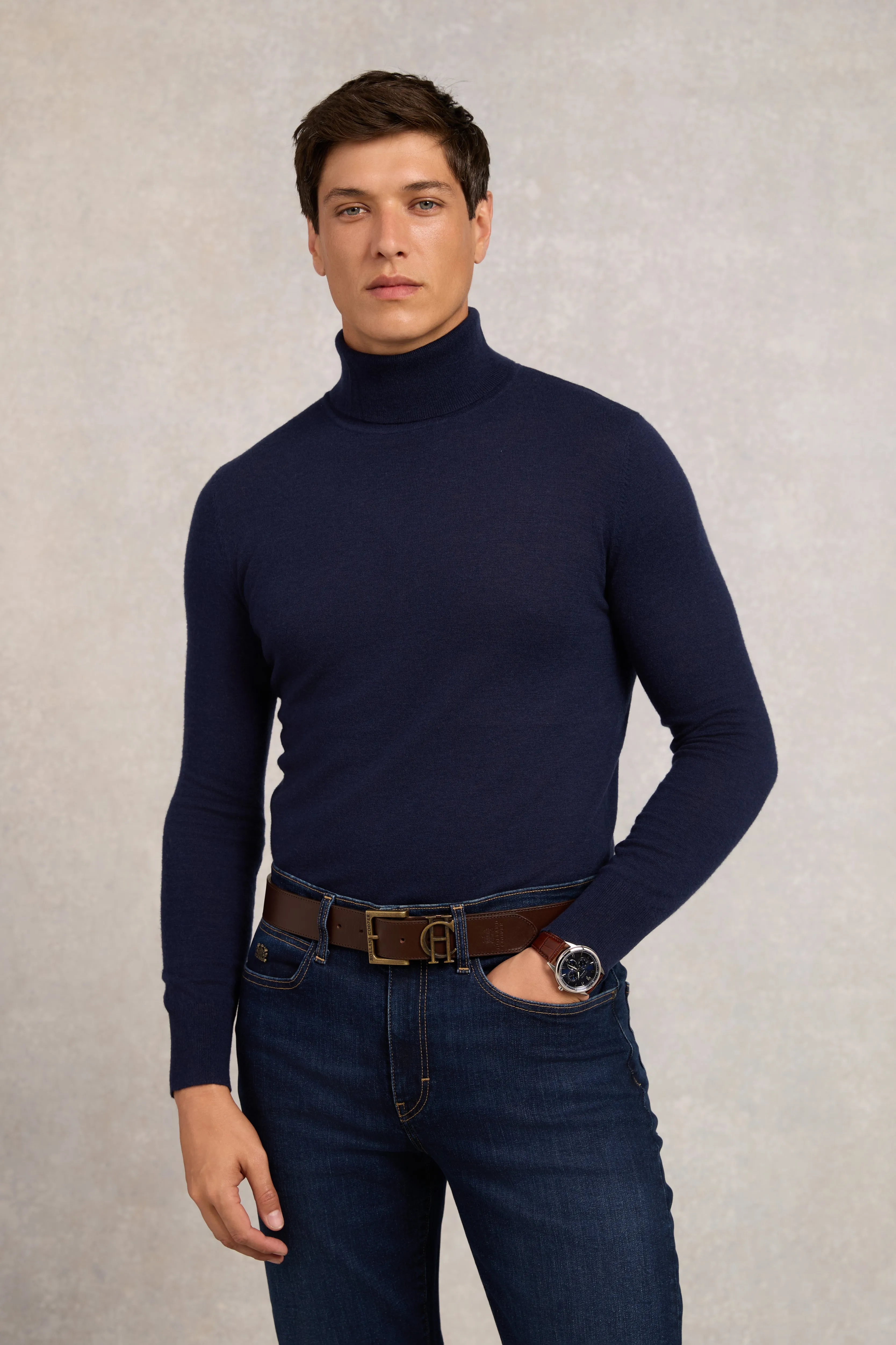 Fine Roll Neck Knit (Navy) sold by Holland Cooper