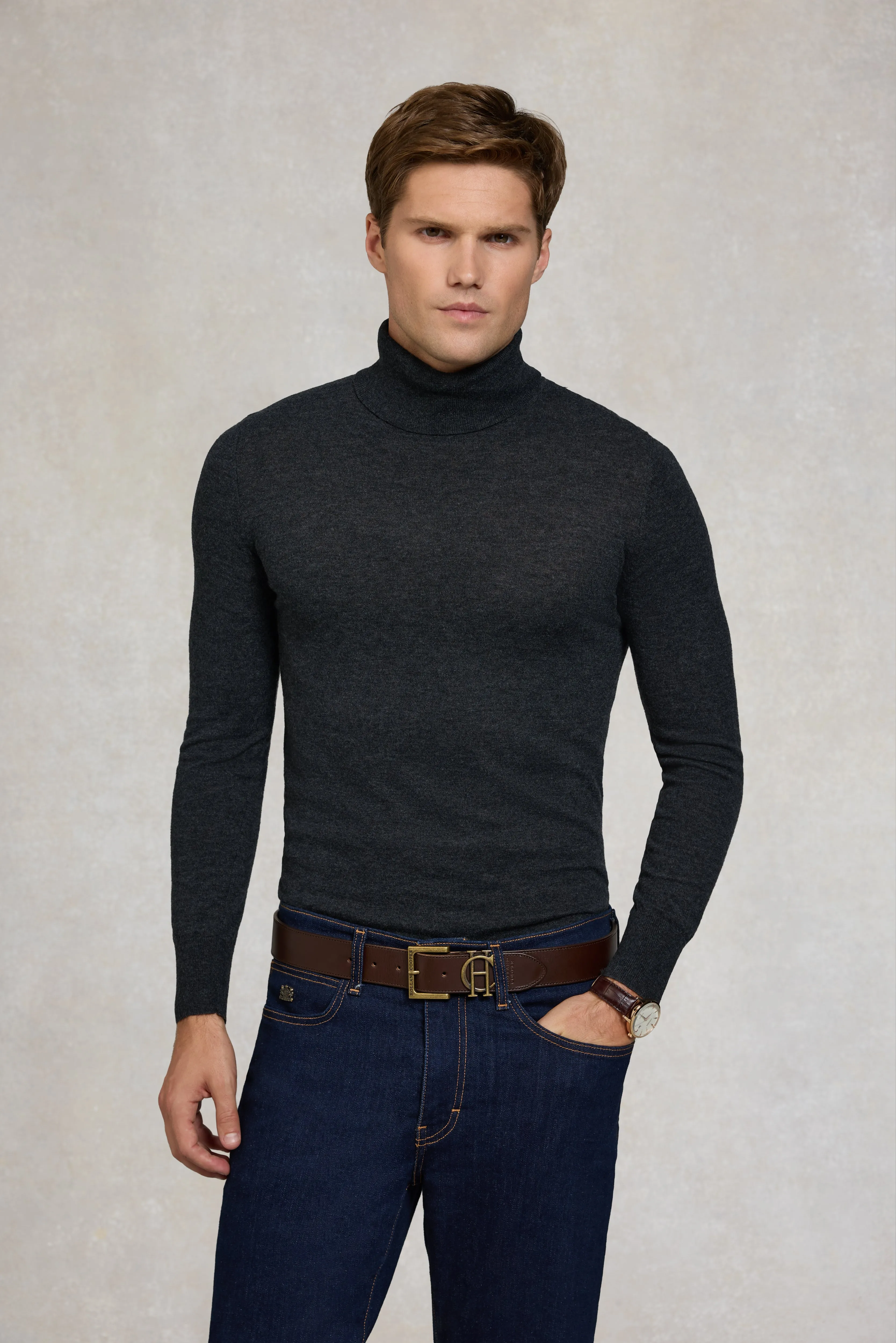 Fine Roll Neck Knit (Charcoal) sold by Holland Cooper
