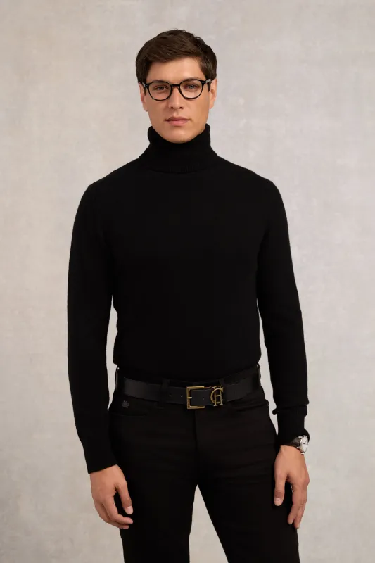 Fine Roll Neck Knit (Black) sold by Holland Cooper