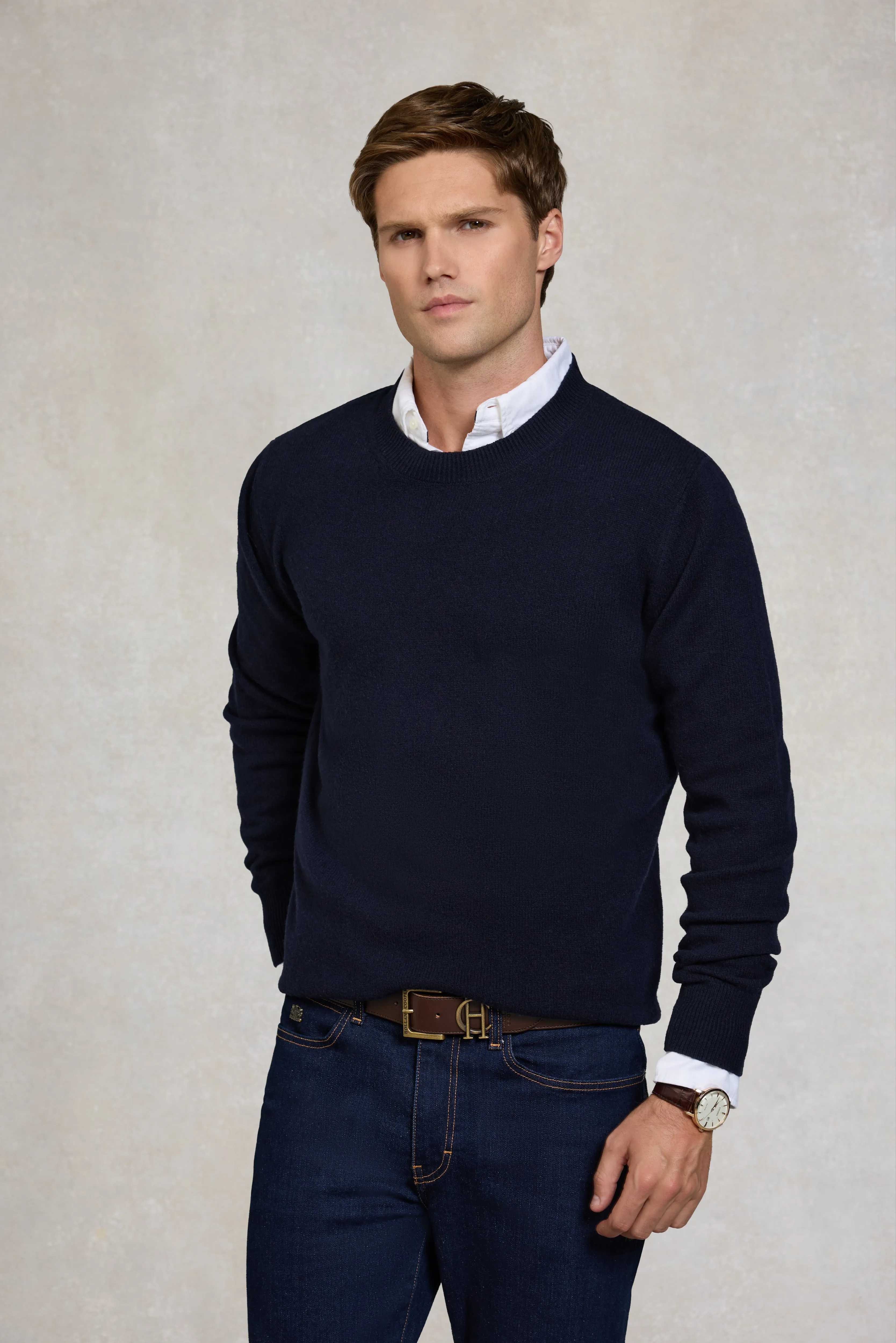 Byron Crew Neck Knit (Navy) sold by Holland Cooper