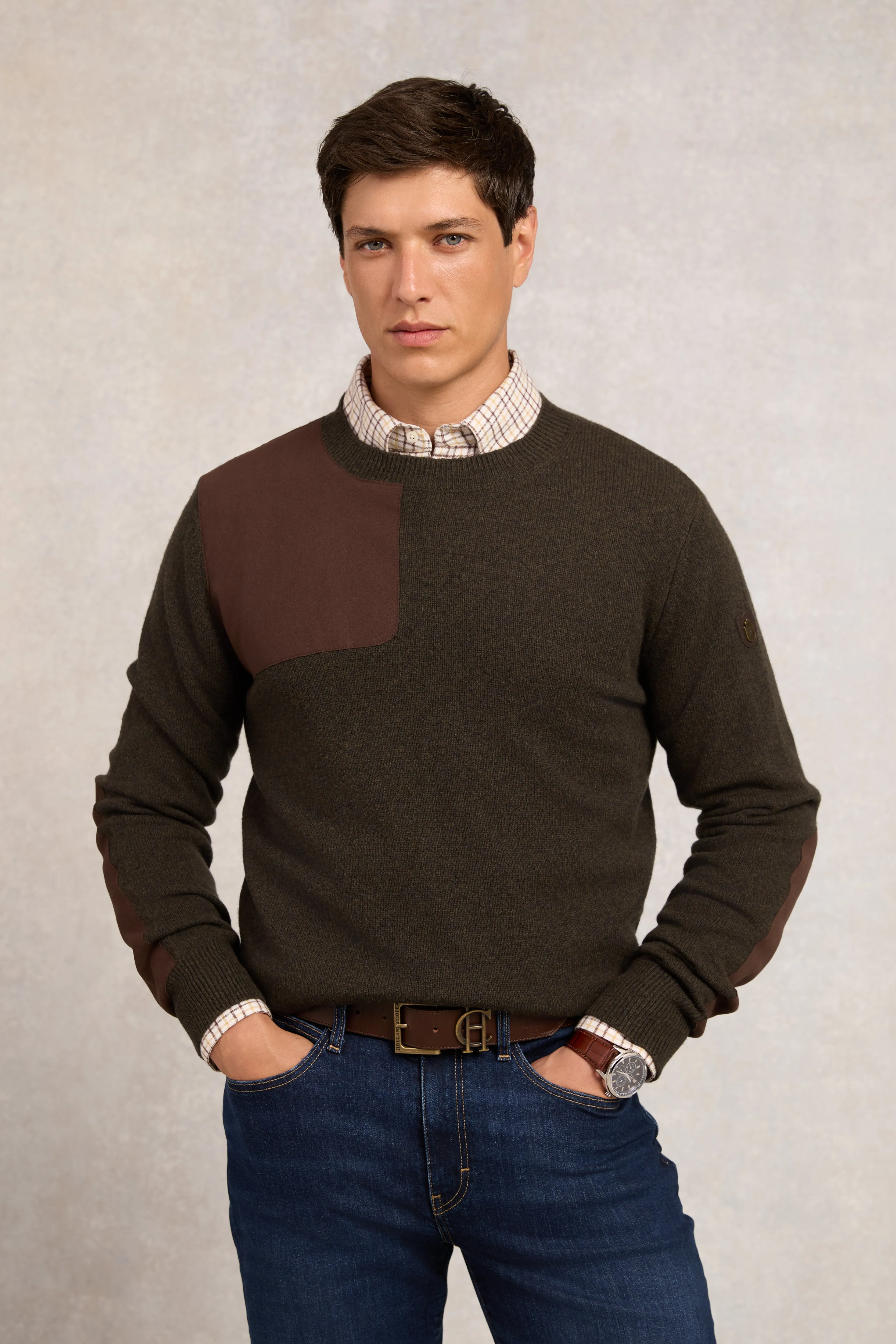 Country Crew Neck Knit (Moss) sold by Holland Cooper