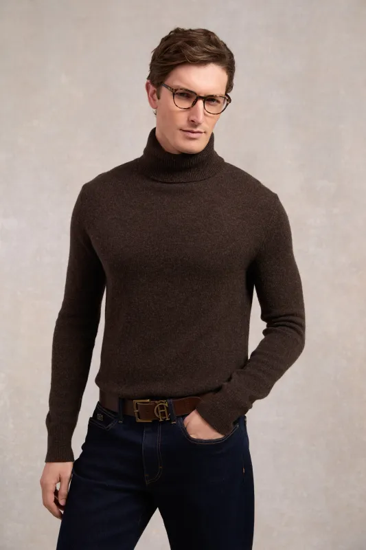 Byron Roll Neck Knit (Chocolate) made by Holland Cooper