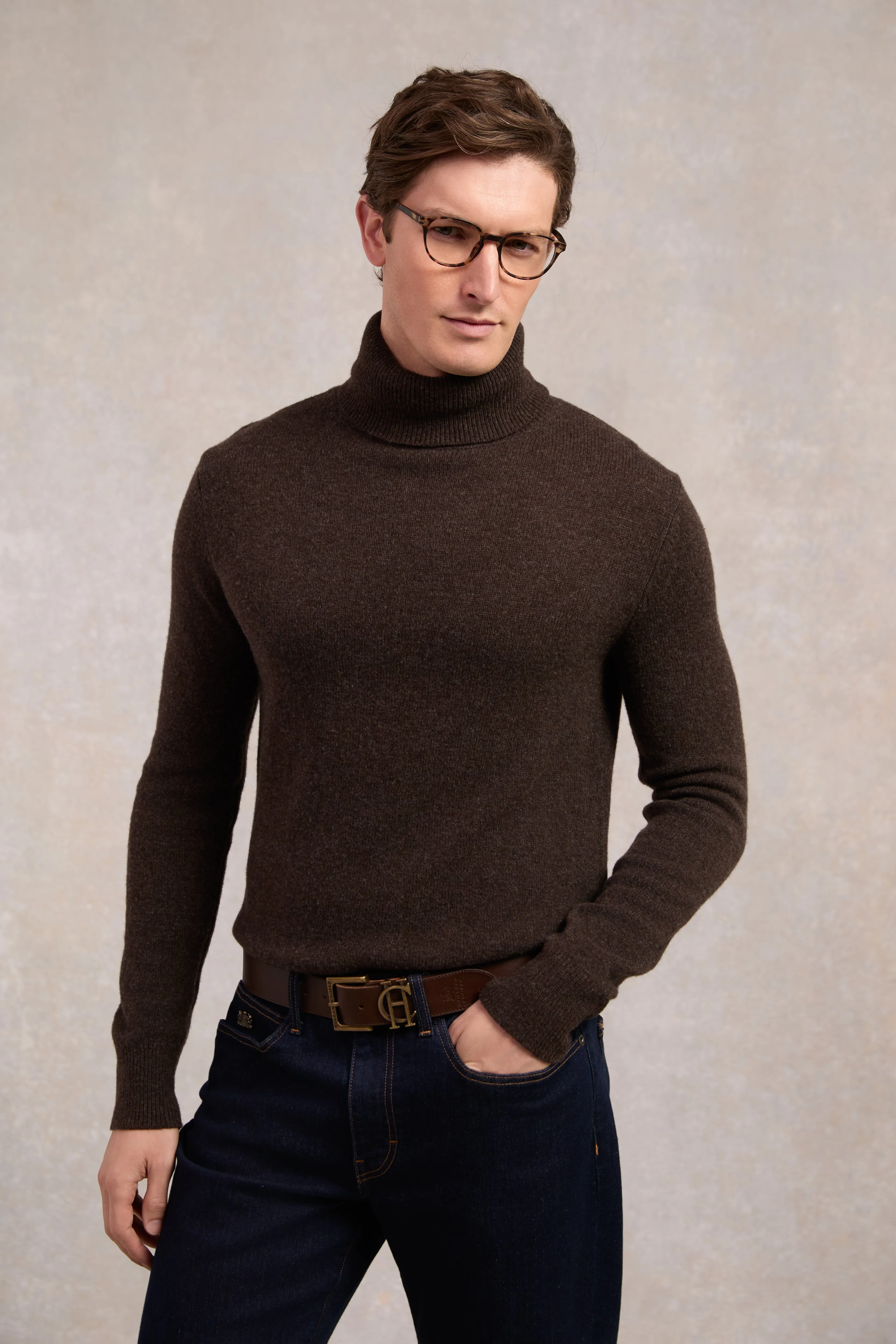 Byron Roll Neck Knit (Chocolate) sold by Holland Cooper