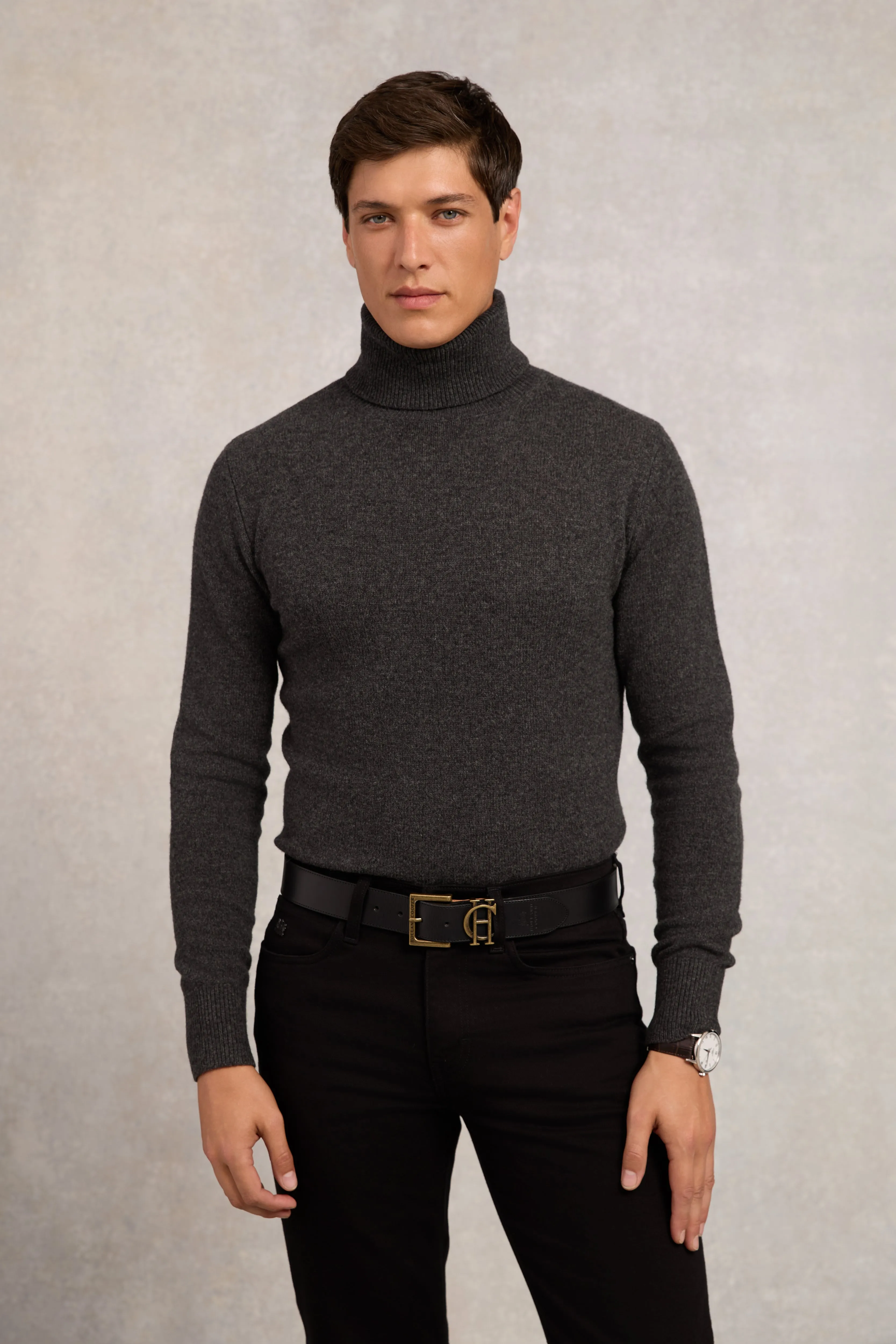 Byron Roll Neck Knit (Charcoal) sold by Holland Cooper