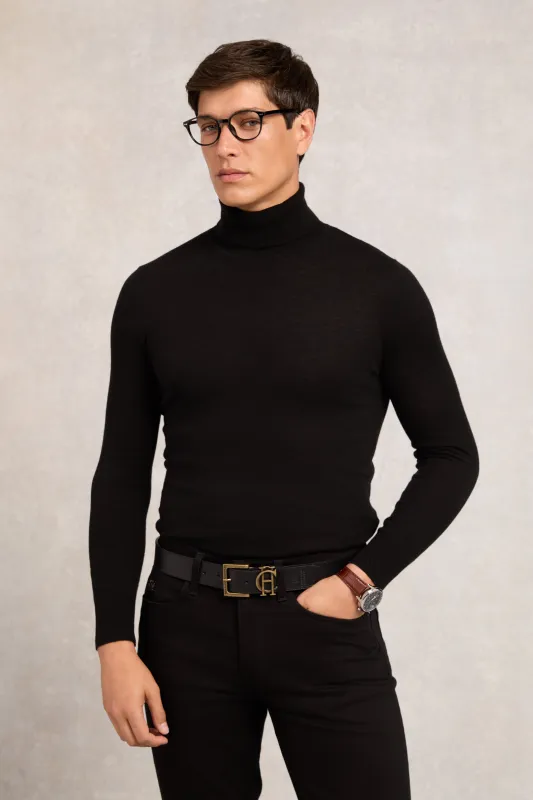 Byron Roll Neck Knit (Black) made by Holland Cooper