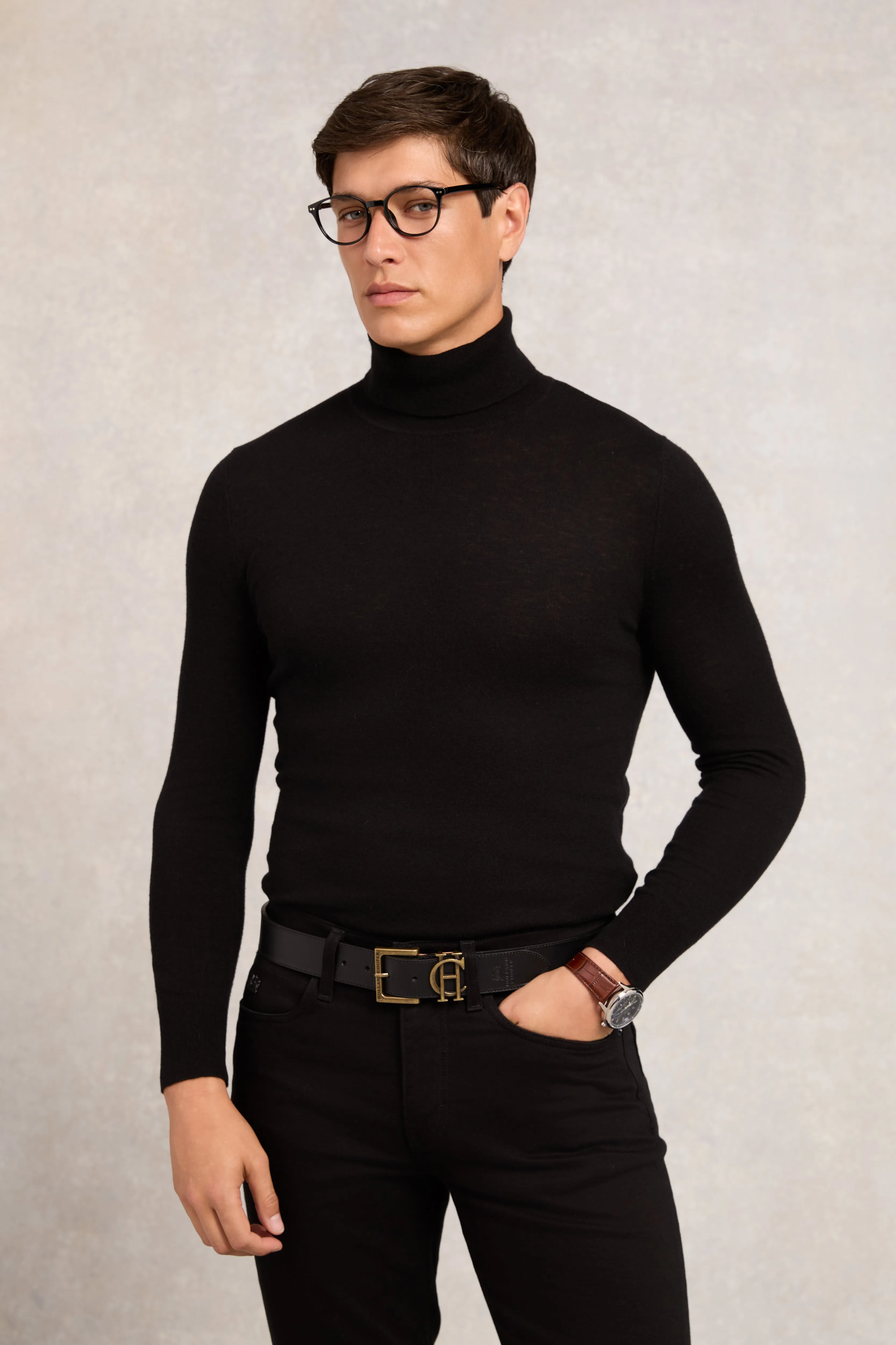 Byron Roll Neck Knit (Black) sold by Holland Cooper