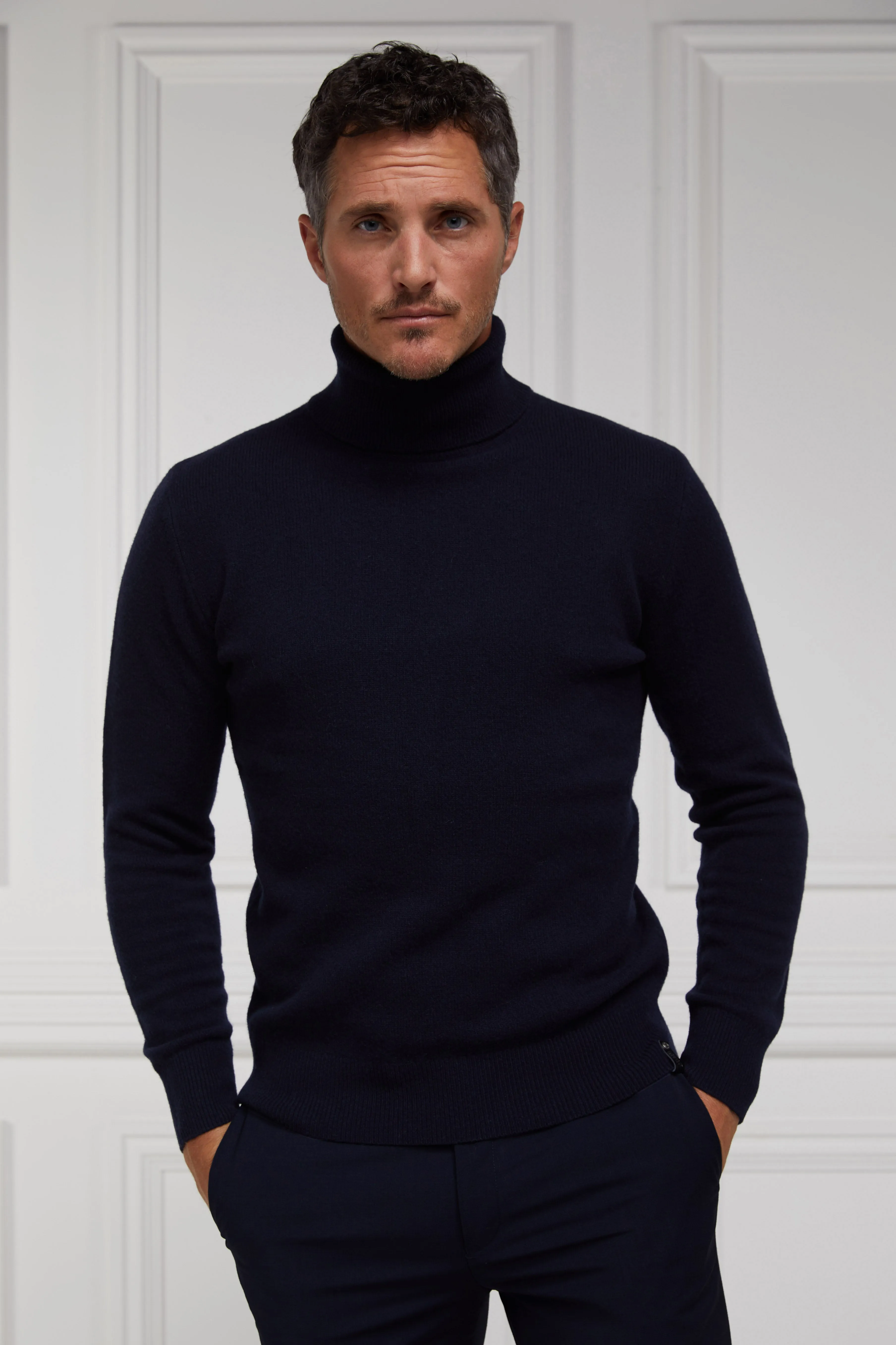 Byron Roll Neck Knit (Navy) sold by Holland Cooper