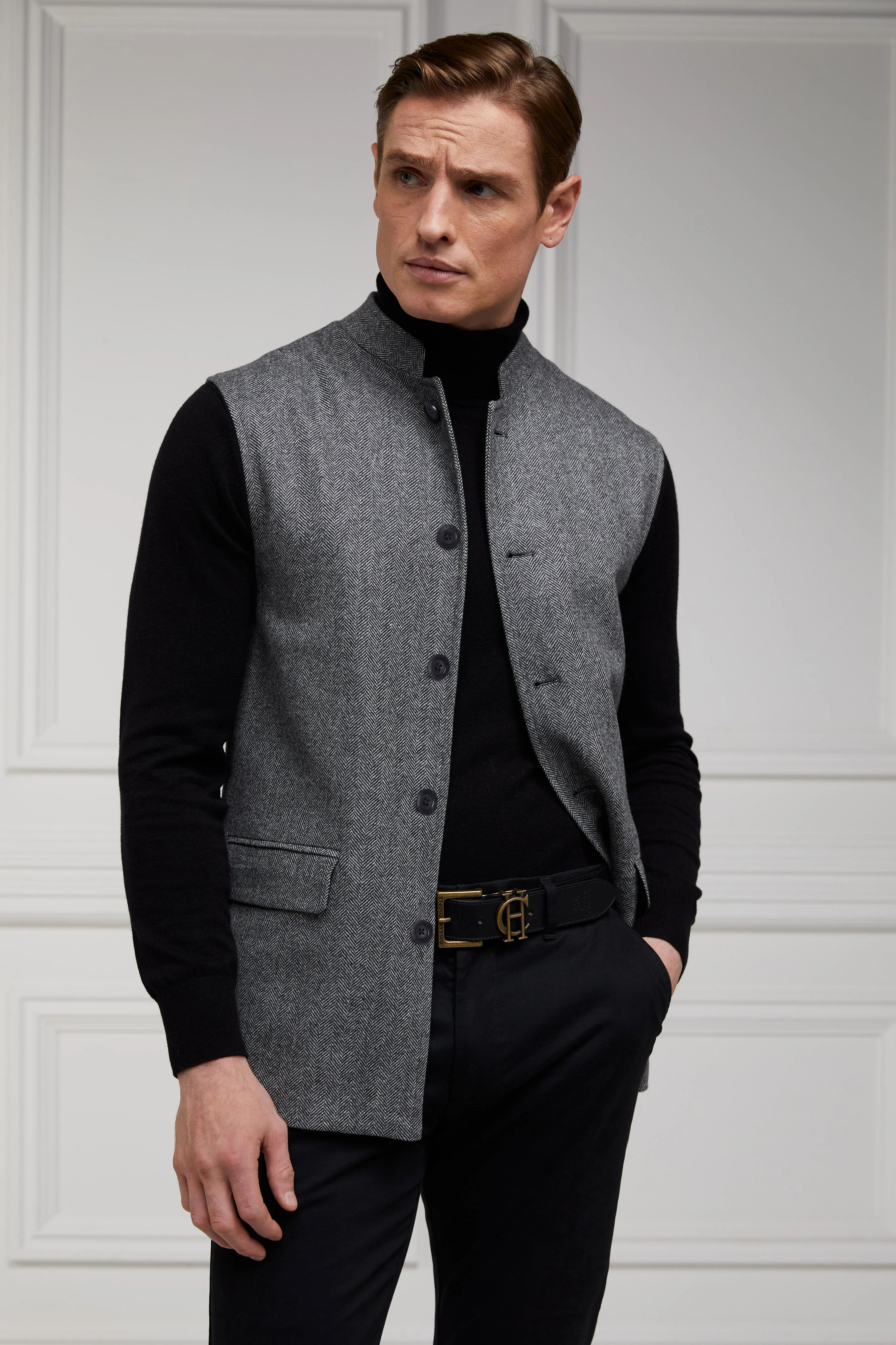 Nehru Gilet (Mono Herringbone) sold by Holland Cooper