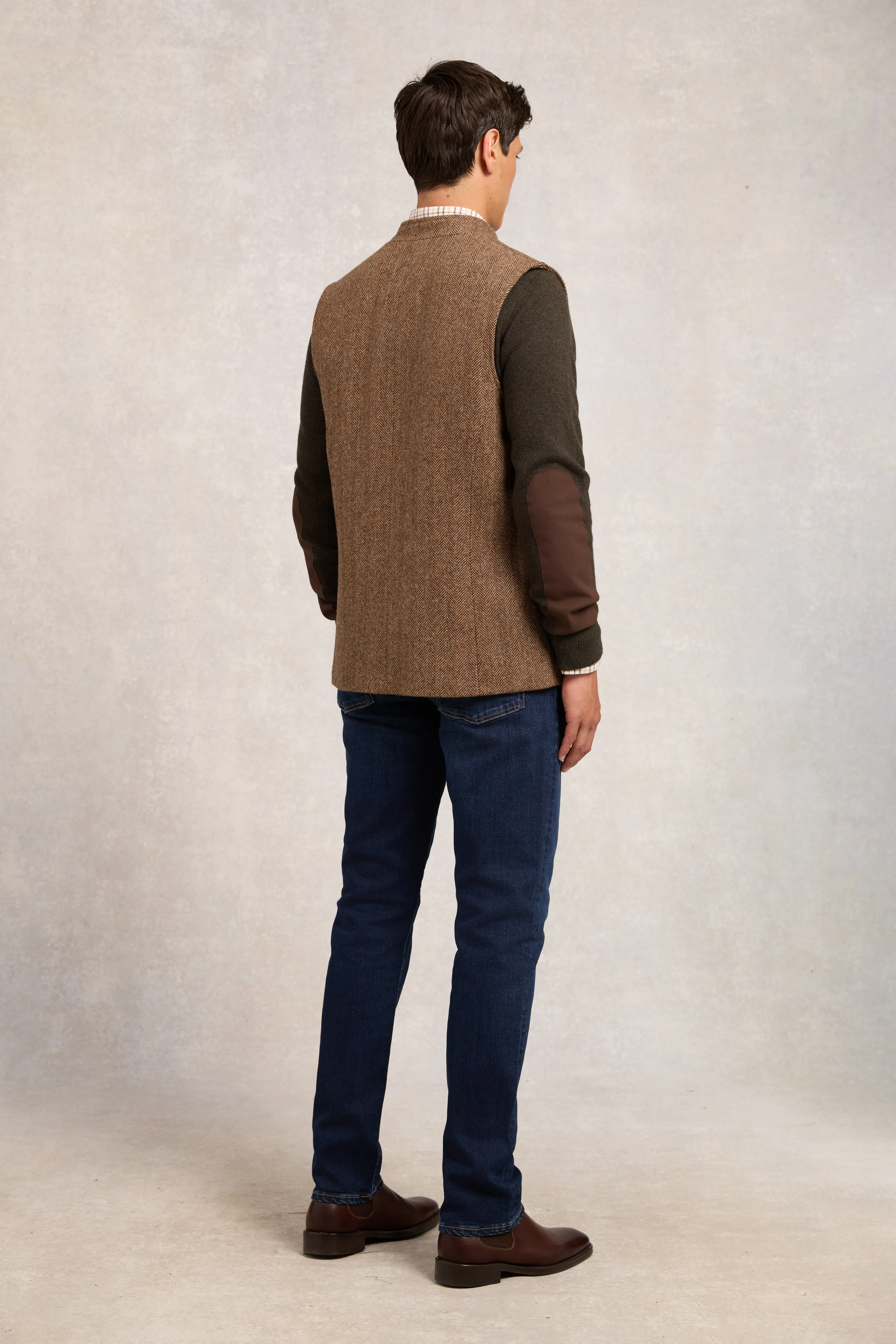 Nehru Gilet (Large Scale Brown Herringbone) sold by Holland Cooper product image thumbnail 5
