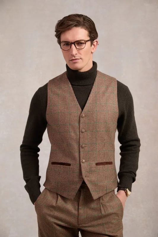 St James Waistcoat (Clarence Check Forest) made by Holland Cooper
