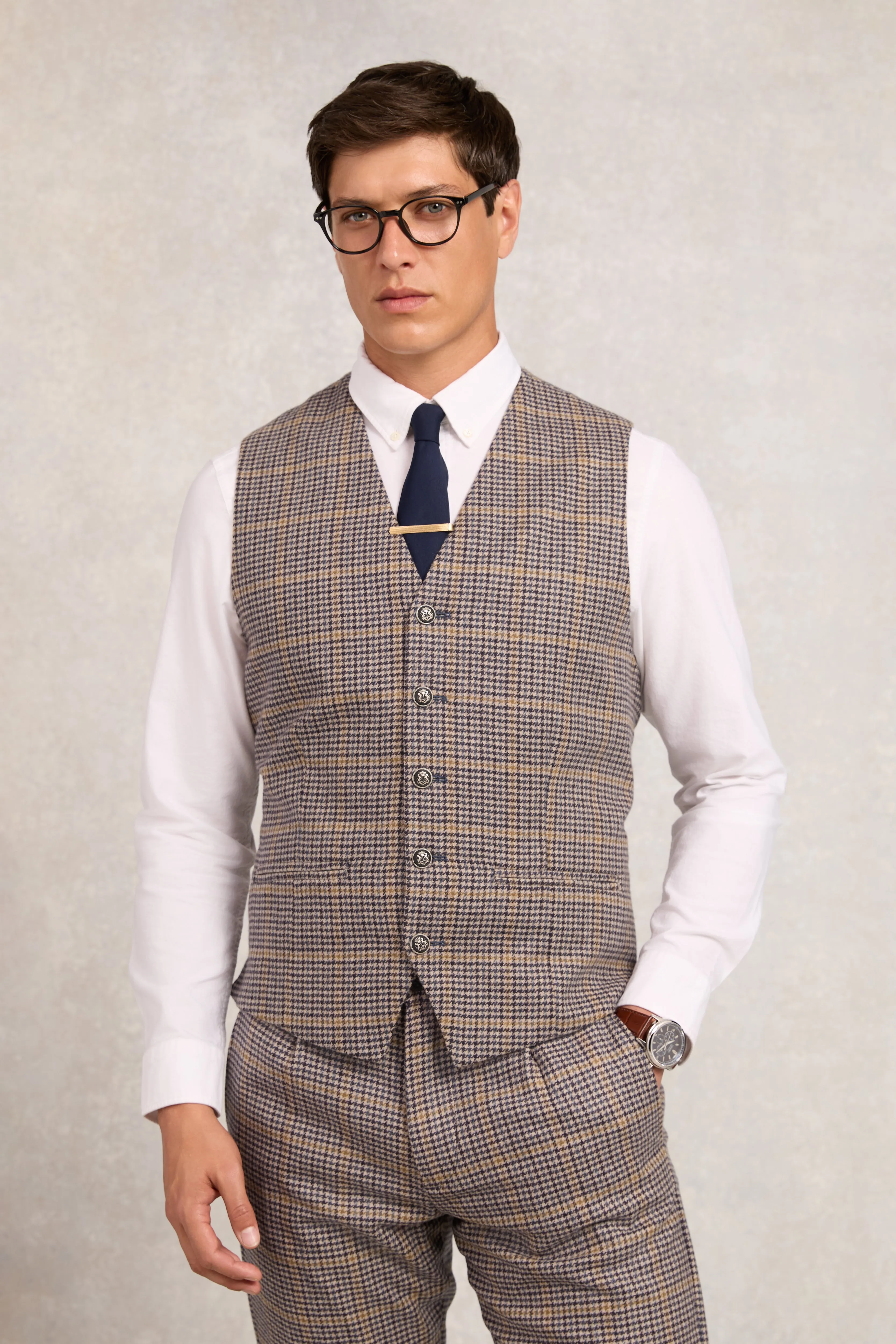 St James Waistcoat (Prince of Wales Navy) sold by Holland Cooper