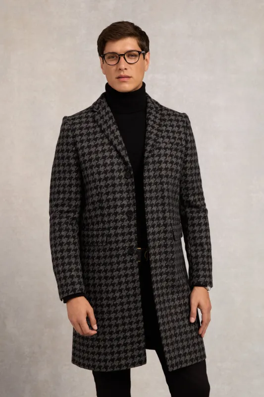 The Cheltenham Coat (Large Scale Charcoal Houndstooth) made by Holland Cooper