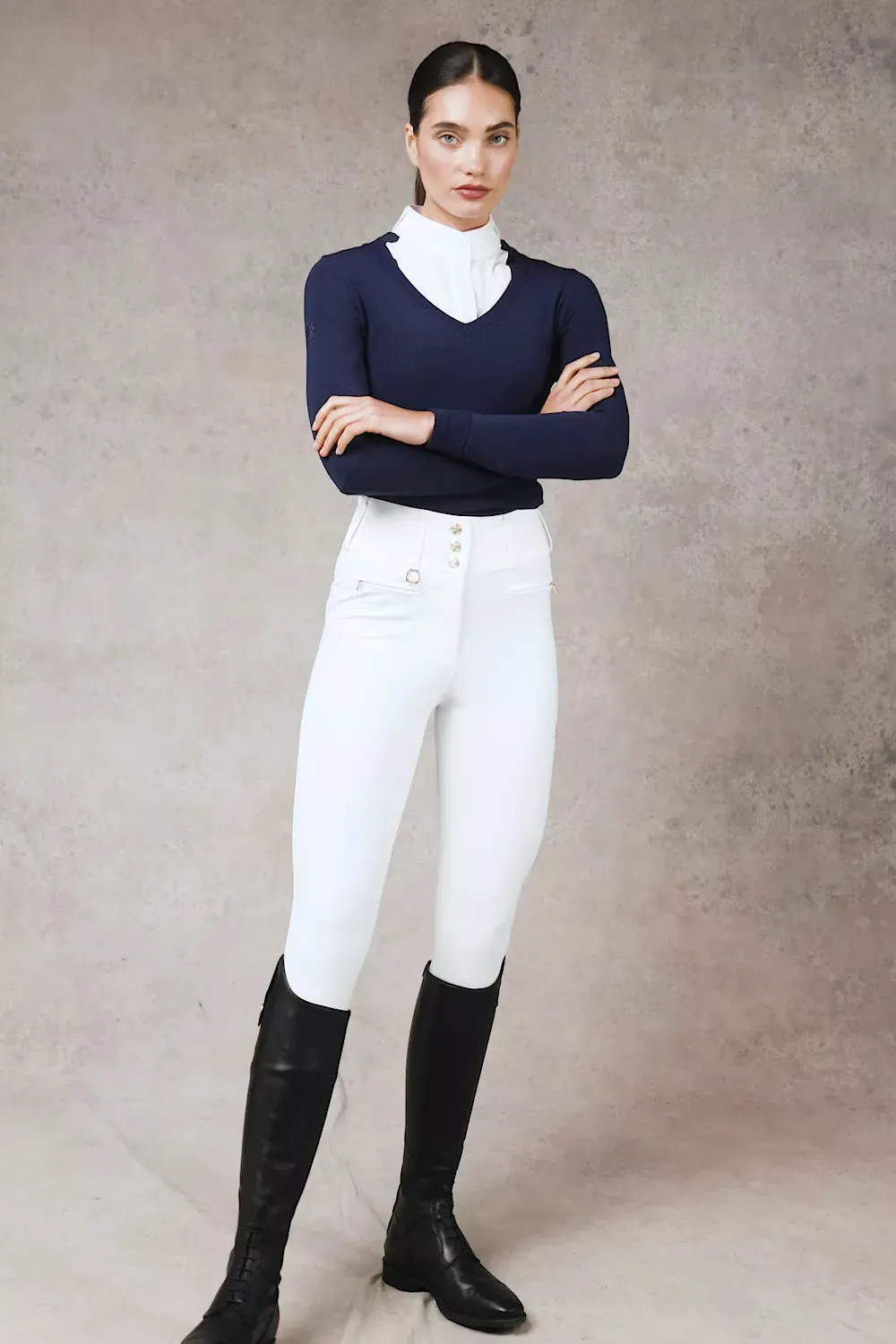 Premium Competition High Rise Breeches (White) sold by Holland Cooper product image thumbnail 5