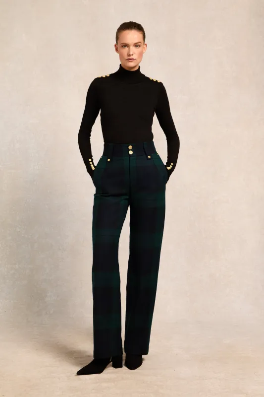 High Waisted Straight Trouser (Blackwatch) made by Holland Cooper