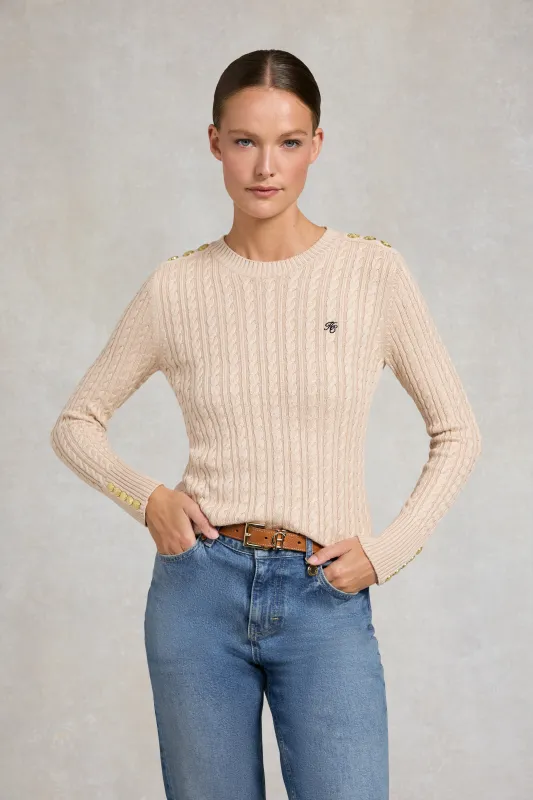 Seattle Cable Crew Knit (Oatmeal) made by Holland Cooper