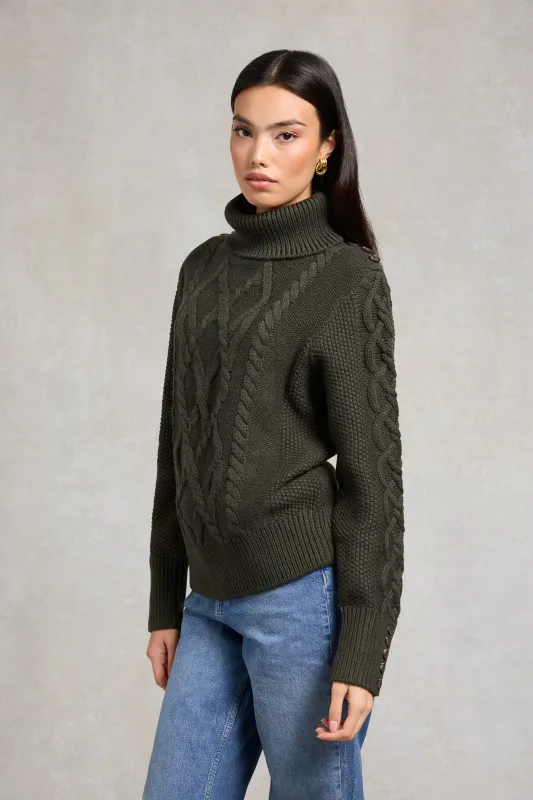 Cortina Roll Neck Knit (Fern Green) made by Holland Cooper