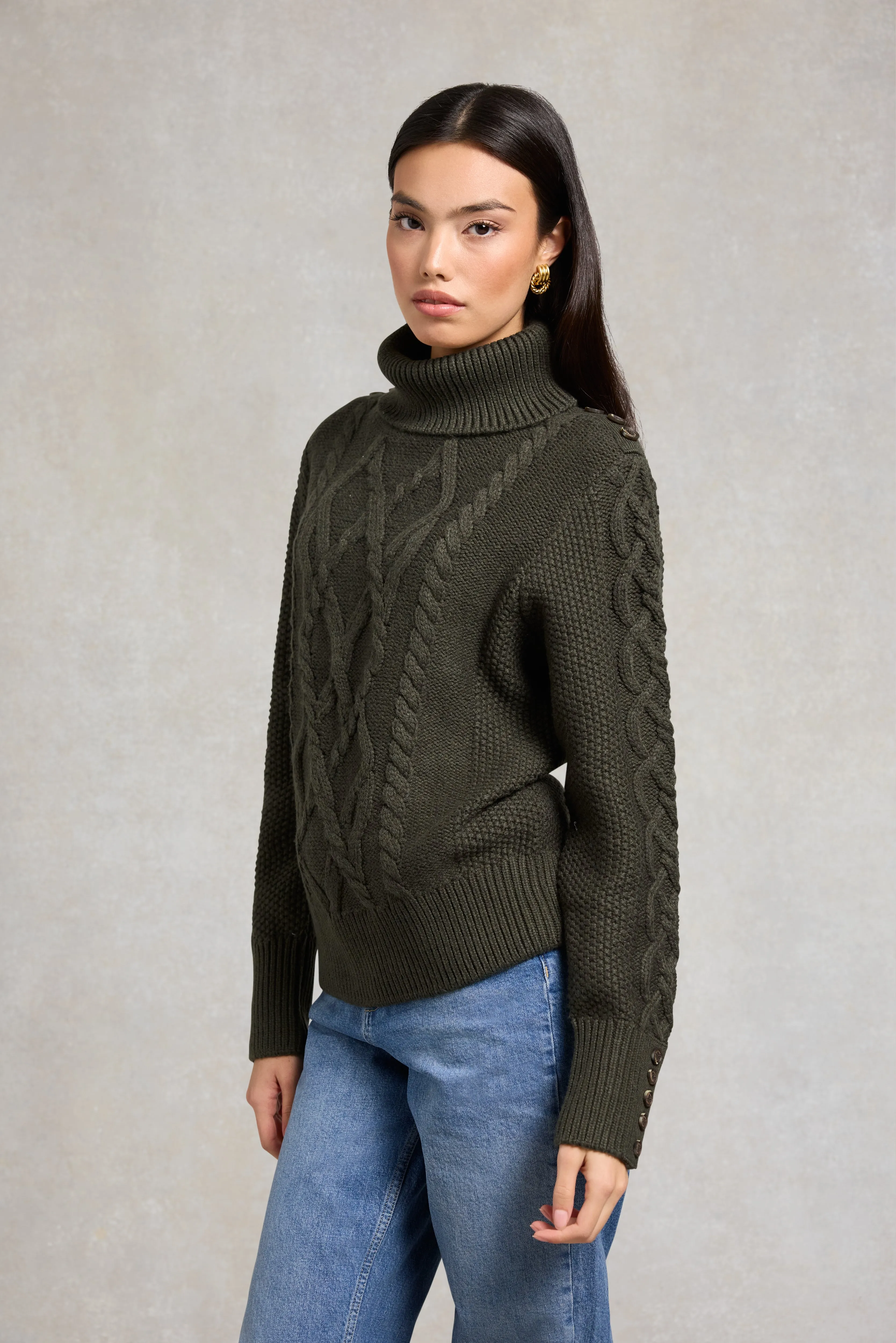 Cortina Roll Neck Knit (Fern Green) sold by Holland Cooper