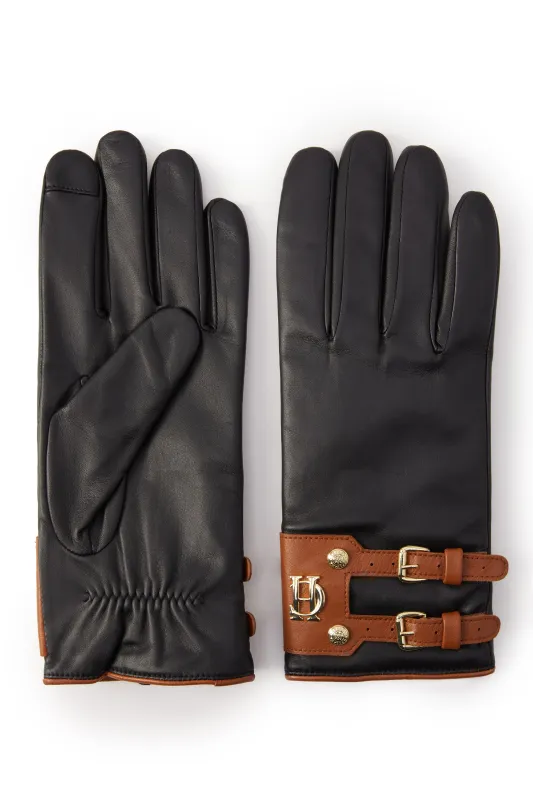 Contrast Leather Gloves (Black Tan) made by Holland Cooper